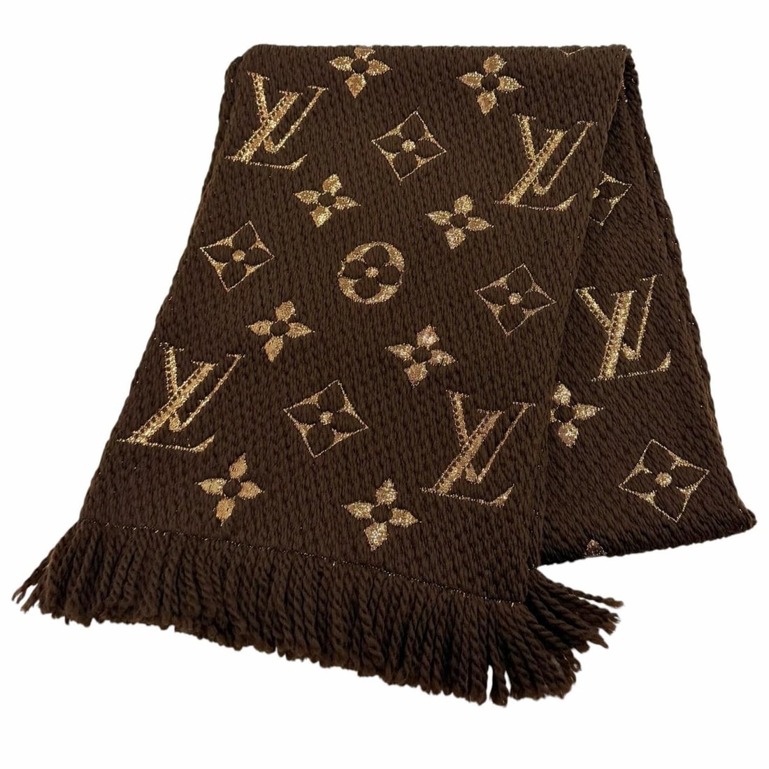 LOUIS VUITTON M71383 Echarpe Logomania Shine Wool Silk Blend Marron Monogram Fringe Stole Scarf,: --- Catalog ---Category: SizeSize (LxW): 1.56m x 27.5cm / 61.41'' x 10.82''Category: DesignType: StoleGender: WomenMaterial: Wool , Silk , Polyester Category: GeneralMPN: M71383Brand: Louis VuittonCou