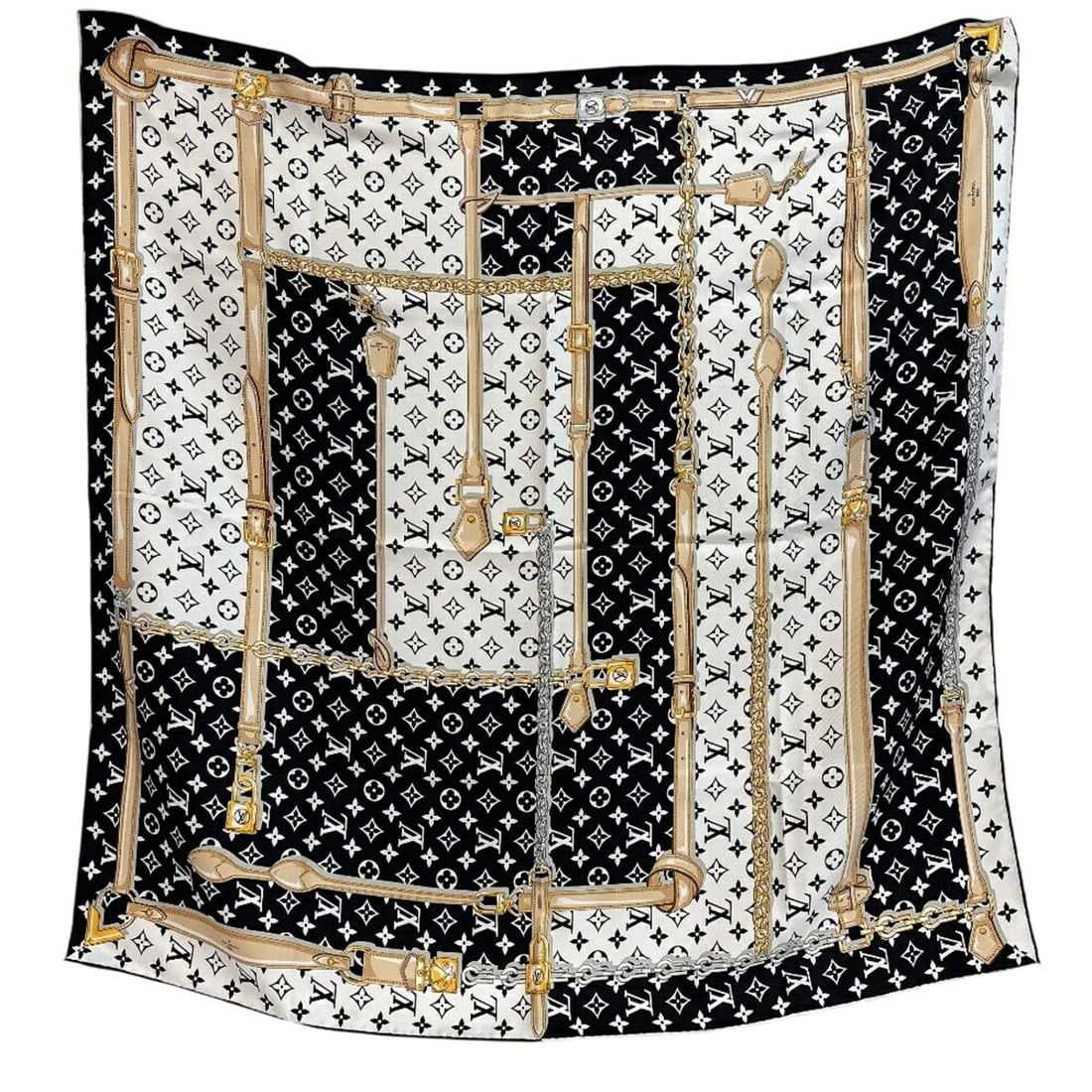 LOUIS VUITTON M78667 Carre Monogram Confidential Scarf/Muffler, Black (1 of 9)
