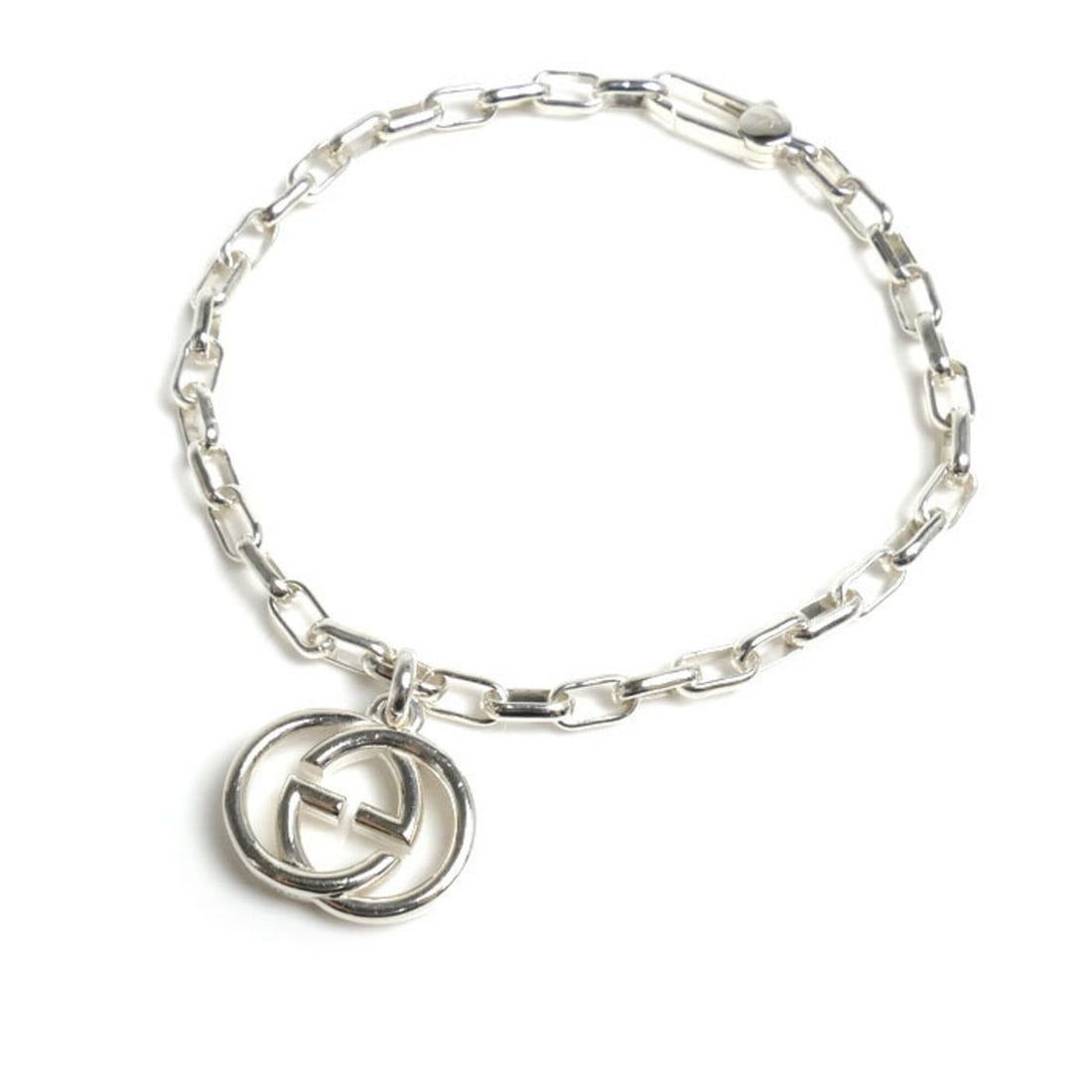GUCCI Sterling Silver 925 Interlocking G Bracelet 295711 J8400 8106 12.4g 21cm Men's (1 of 3)