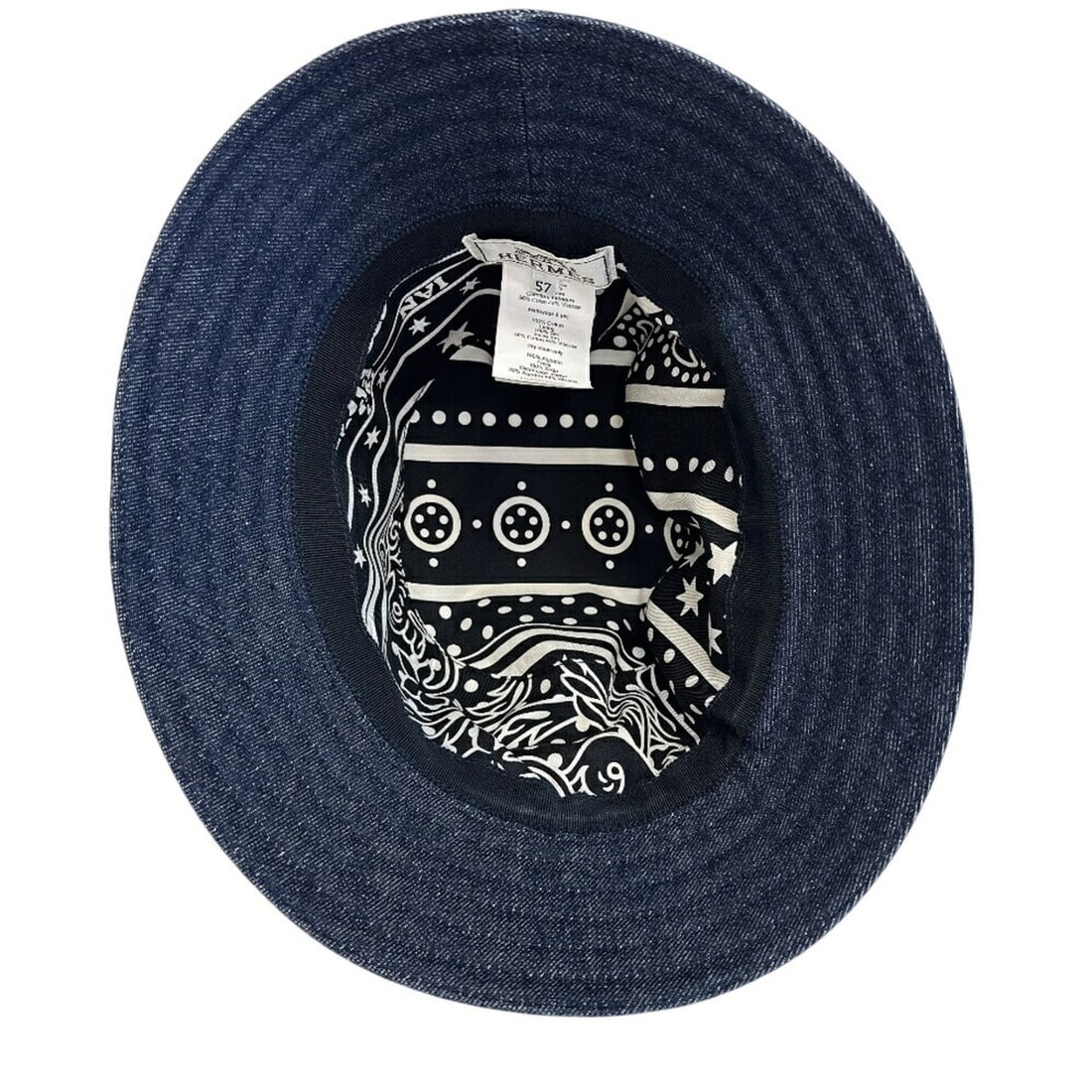 HERMES Elena Sellier Button Hat, Navy - 4