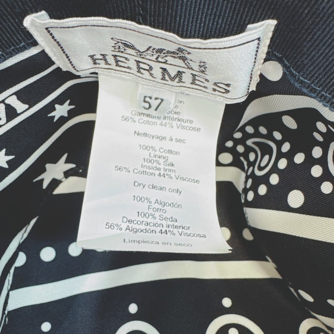 HERMES Elena Sellier Button Hat, Navy - 5