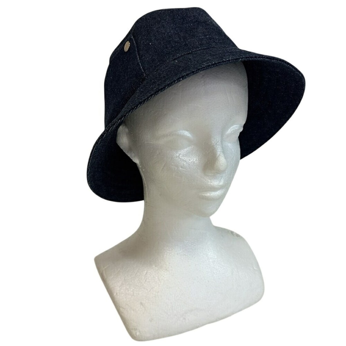 HERMES Elena Sellier Button Hat, Navy - 6