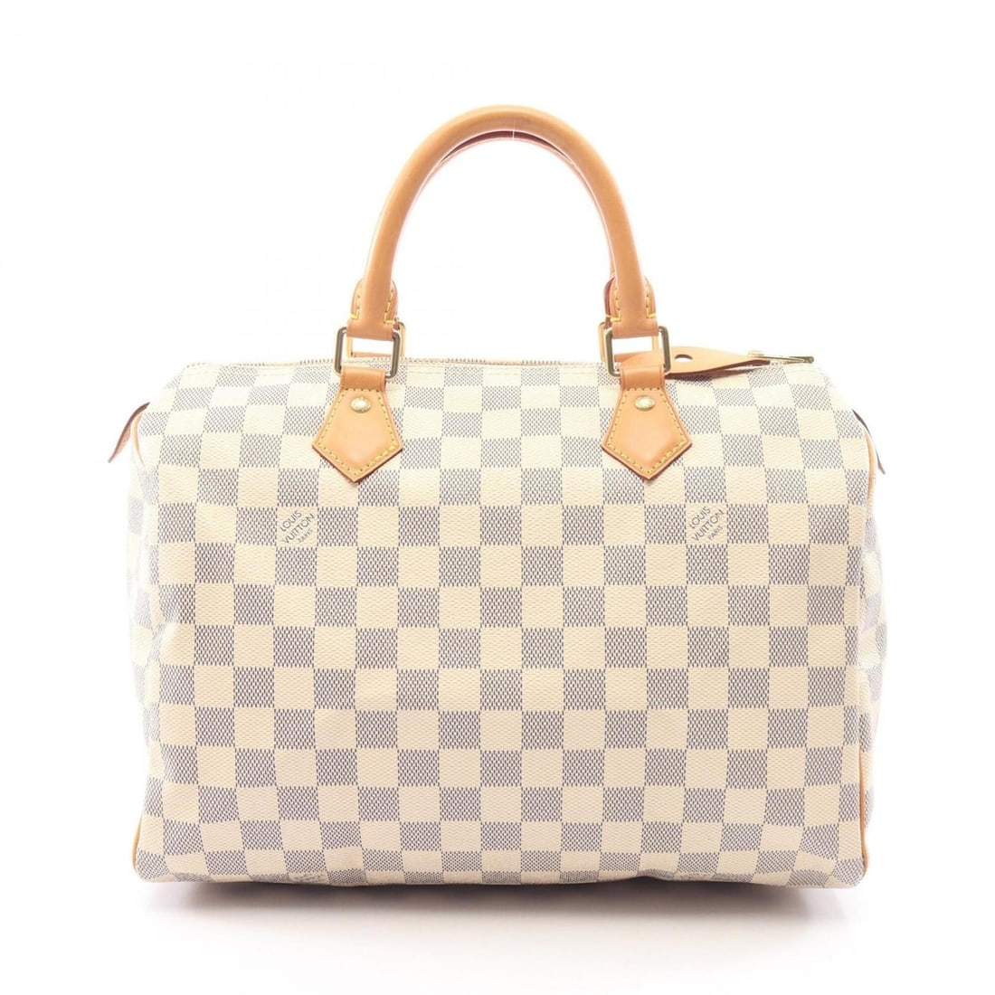 Louis Vuitton Speedy 30 Damier Azur Handbag, Coated Canvas and Leather, Pattern, Women's, White: --- Catalog ---Category: SizeSize (HxWxD): 22cm x 30cm x 17cm / 8.66'' x 11.81'' x 6.69''Category: DesignType: HandbagColor: WhiteGender: WomenMaterial: Damier Azur , Coated canvas , Leather Category:
