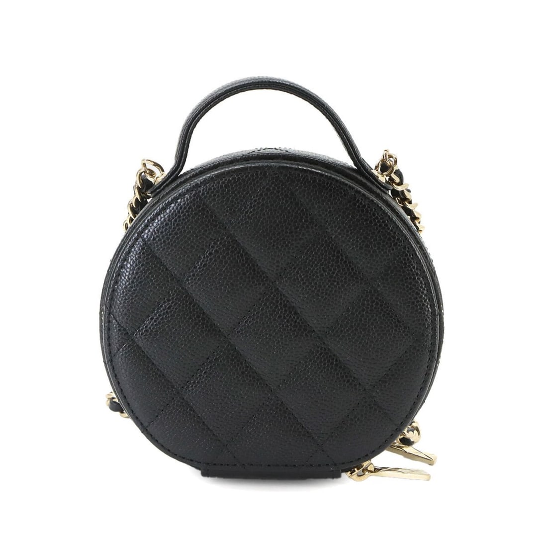 Chanel Matelassé Small Vanity 2-way Handbag, Chain Shoulder Bag, Caviar Leather, Black AP2502 Bag: --- Catalog ---Category: SizeWeight: 350g / 12.34oz.Size (HxWxD): 11cm x 12cm x 5cm / 4.33'' x 4.72'' x 1.96''Strap Length: 118cm / 46.45''Handle Length: 10cm / 3.93''Category: DesignType: Shoulder ba