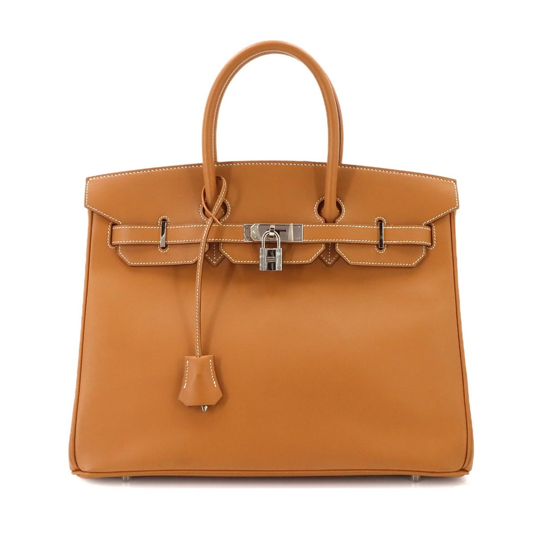 Hermes Birkin 35 Barenia Natural Handbag ?F Stamp Silver Hardware: --- Catalog ---Category: SizeSize (HxWxD): 28.5cm x 35cm x 18.5cm / 11.22'' x 13.77'' x 7.28''Category: DesignType: HandbagColor: Green, NaturalGender: WomenMaterial: Barenia leather Category: General