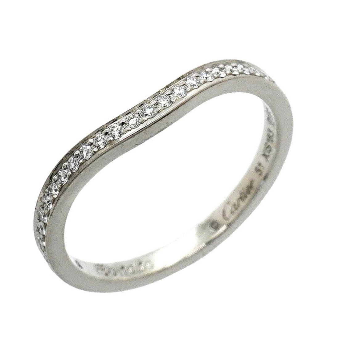 Cartier Ballerina Ring, Pt950 Platinum, Diamond, Size #51, Ladies' Ring: --- Catalog ---Category: SizeUS Size: 6Brand Size: 51Category: DesignType: Band ringStone: DiamondGender: WomenMaterial: Platinum 950Category: GeneralBrand: Cartier--- Item List ---Section: ConditionR
