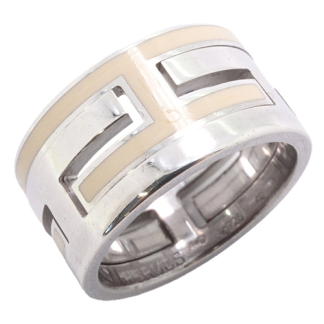 Hermes Ring Move H, Sterling Silver 925, Cream, Size 49, Women's (1 of 9)