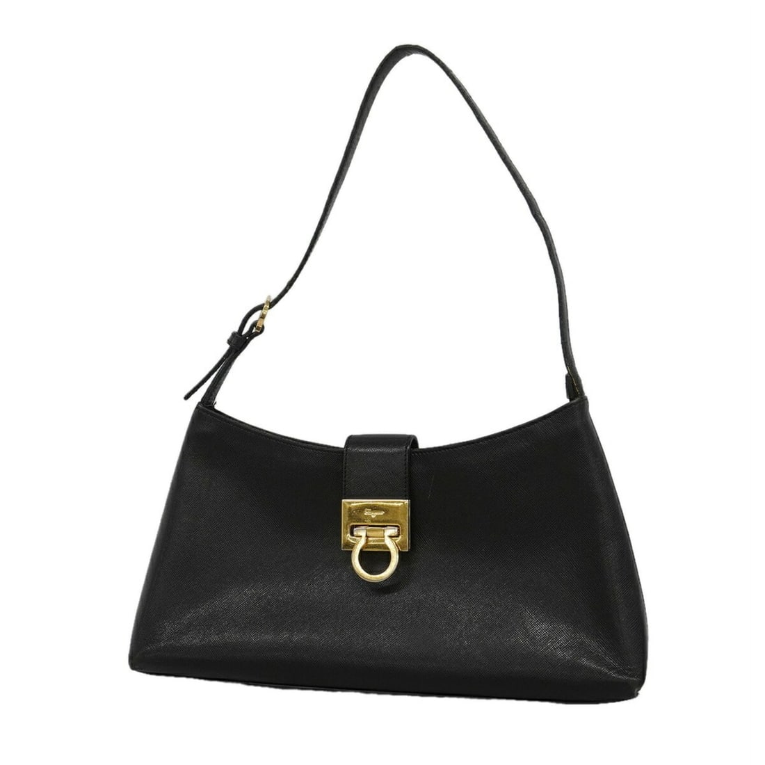 Salvatore Ferragamo Gancini Leather Shoulder Bag, Black, Women's (1 of 12)