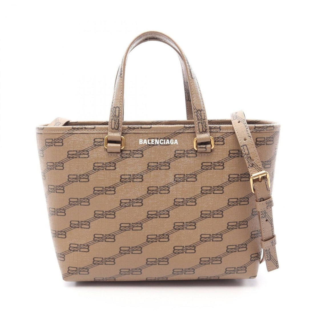 Balenciaga Signature Small Shopper 2-Way Handbag, Coated Canvas, Women's, Brown, 702699: --- Catalog ---Category: SizeSize (HxWxD): 18cm x 24cm x 10cm / 7.08'' x 9.44'' x 3.93''Category: DesignType: HandbagColor: BrownGender: WomenMaterial: PVC , Coated canvas Category: GeneralBrand: Bale