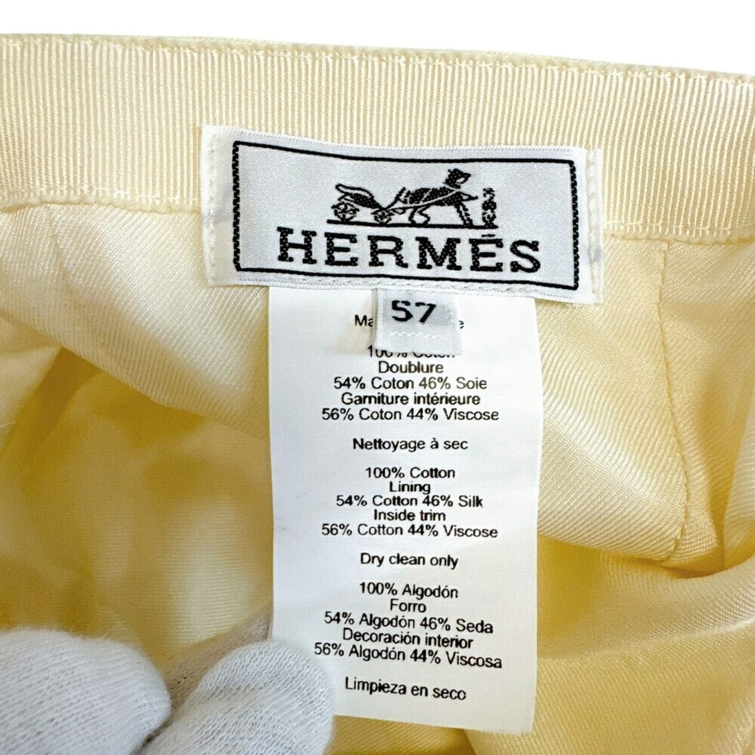 HERMES Hermes Sellier Button Cap White - 9