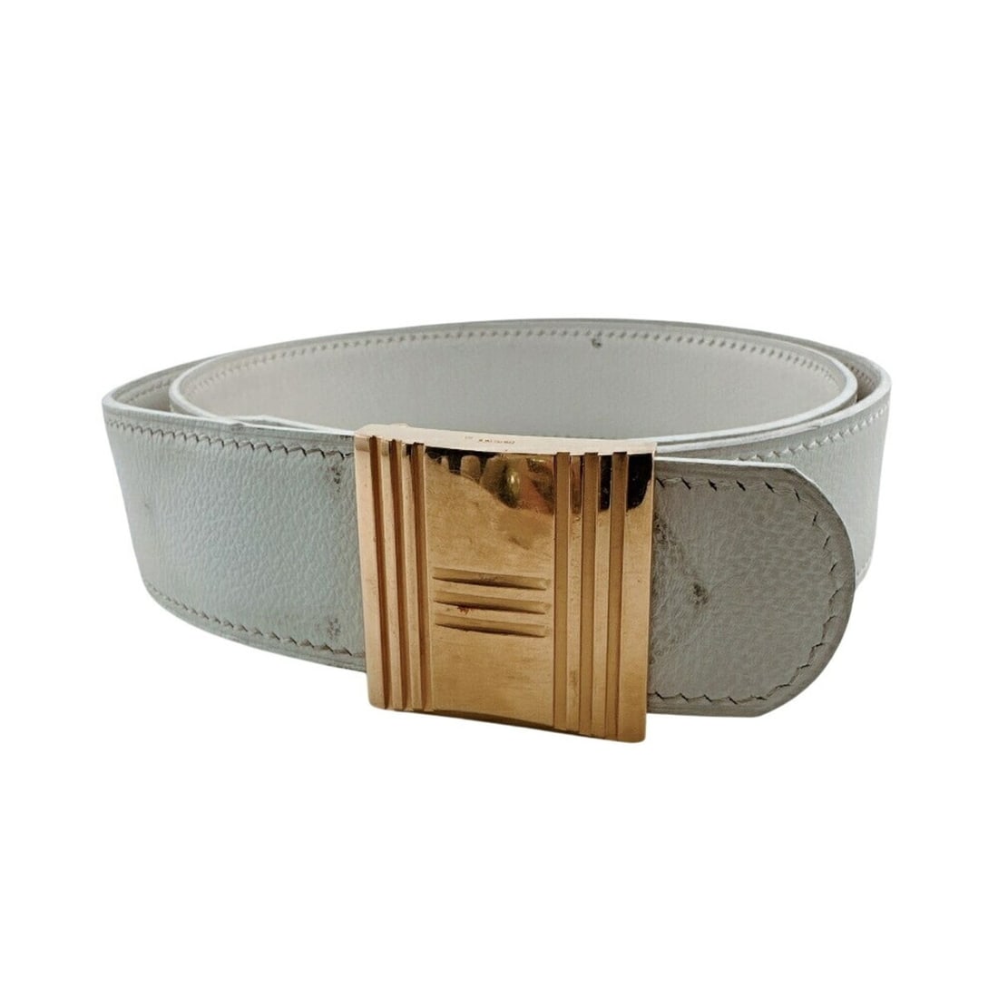 HERMES Cadena Belt, 1996, White: --- Catalog ---Category: SizeWidth: 3cm / 1.18''Length: 78.5cm / 30.9''Category: DesignType: Standard beltColor: WhiteGender: WomenSeason: VintageMaterial (Strap): Leather Category: GeneralBrand: