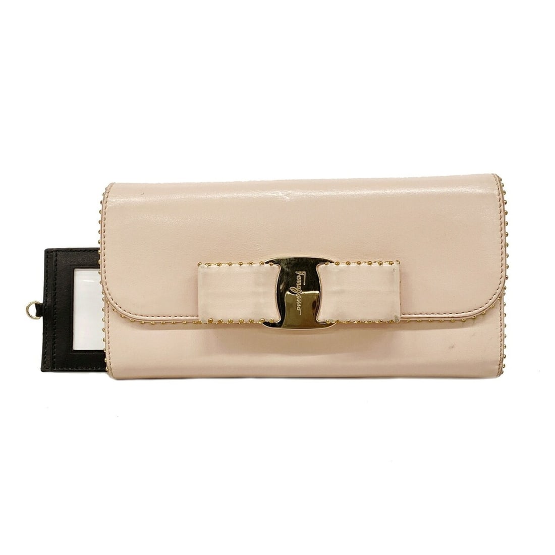 Salvatore Ferragamo Vara Leather Long Wallet, Pink Champagne, Women's: --- Catalog ---Category: SizeSize (HxWxD): 10.5cm x 19cm x 2cm / 4.13'' x 7.48'' x 0.78''Category: DesignType: Long wallet (bi-fold)Color: PinkGender: WomenMaterial: Leather Category: GeneralBrand: Sa