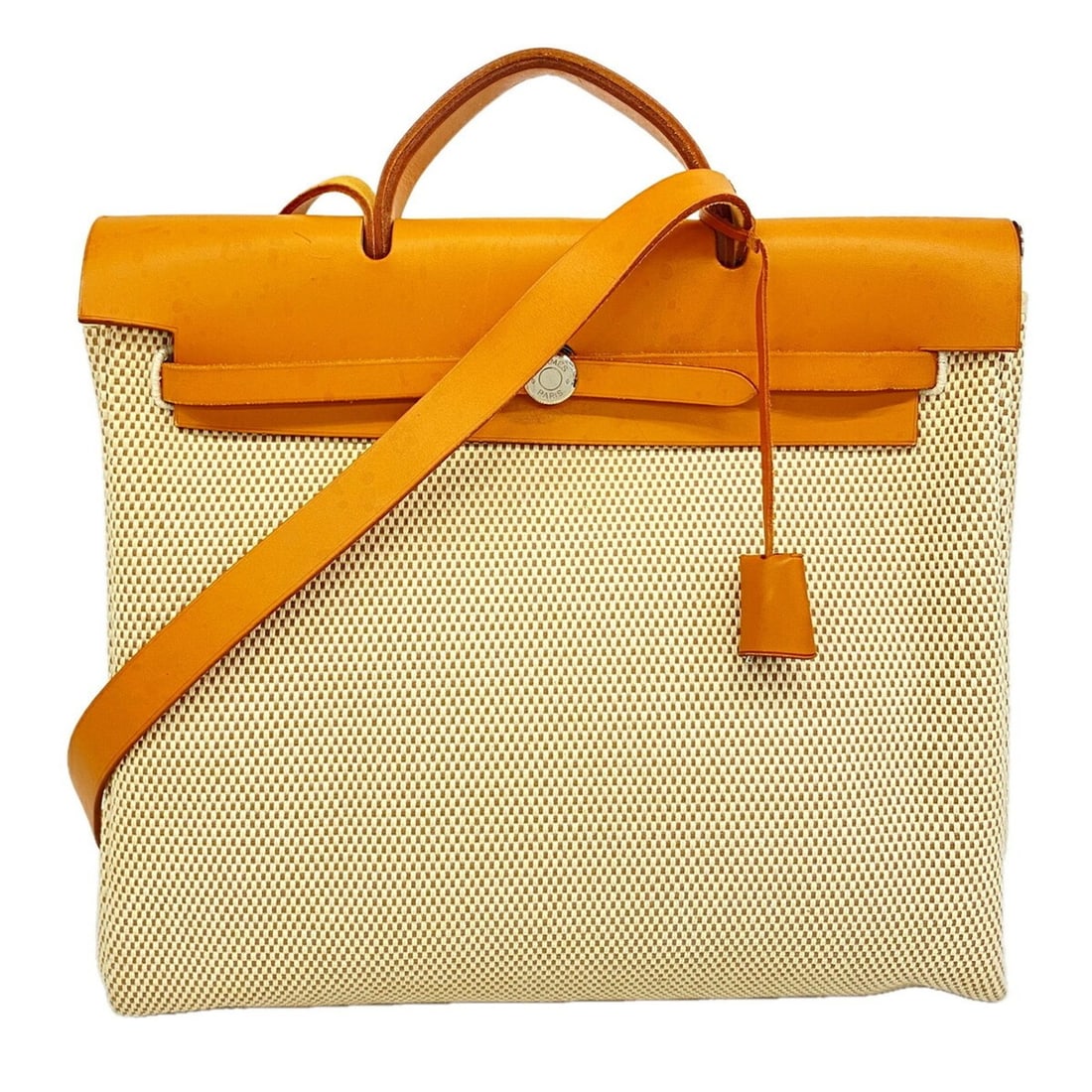 Hermes Herbag MM Toile GM Natural Handbag (?G stamp) 2-way bag for women: --- Catalog ---Category: SizeSize (HxWxD): 36cm x 37cm x 14cm / 14.17'' x 14.56'' x 5.51''Category: DesignType: HandbagColor: NaturalGender: WomenHardware Color: SilverCategory: GeneralBrand: Hermes--