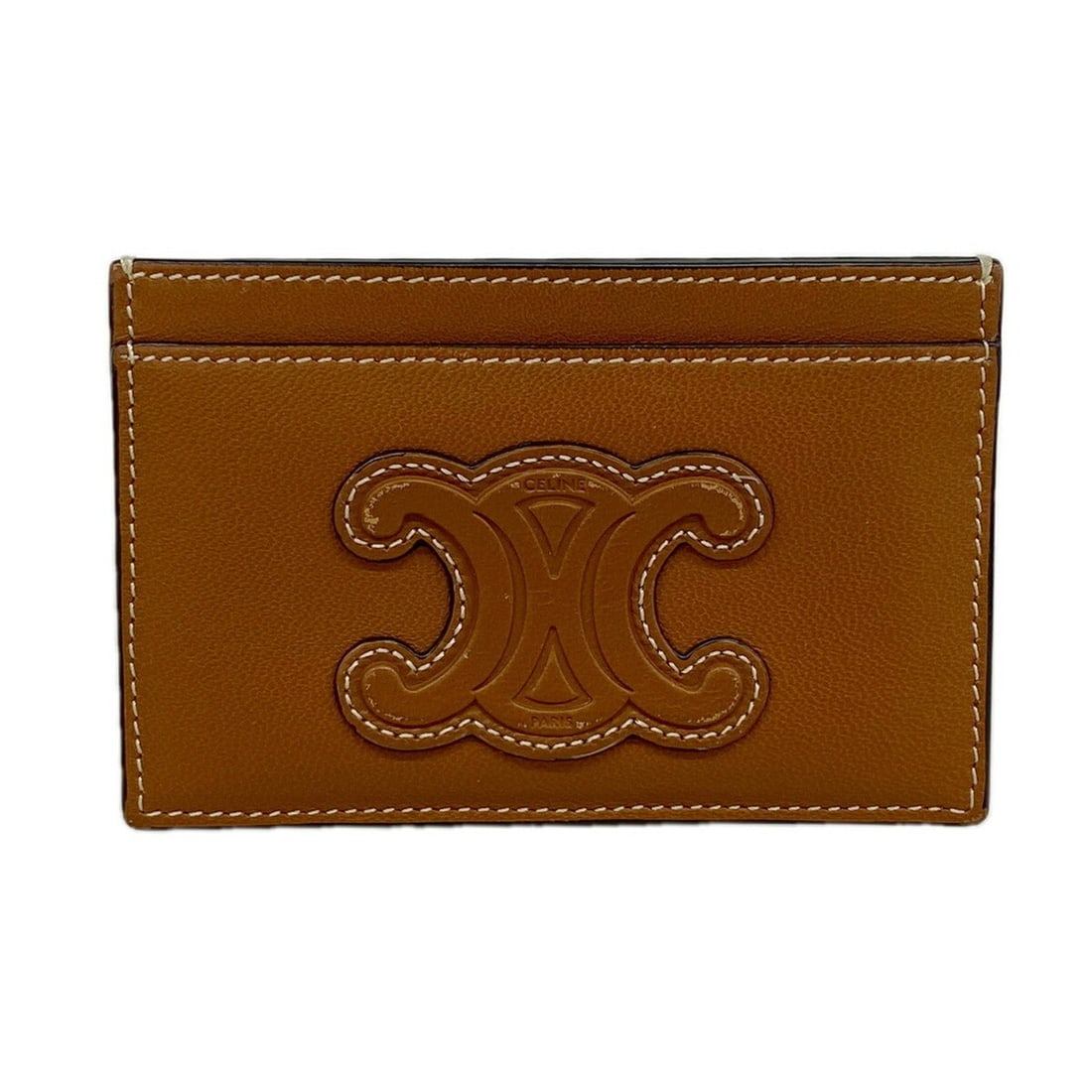Celine business card holder/card case, Triomphe leather, brown, for men and women. (1 of 8)