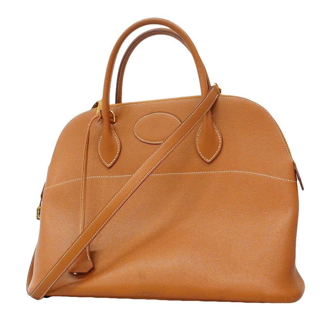 Hermes Bolide 35 handbag, Courchevel leather, gold, ?A stamp, 2-way bag for women. (1 of 14)