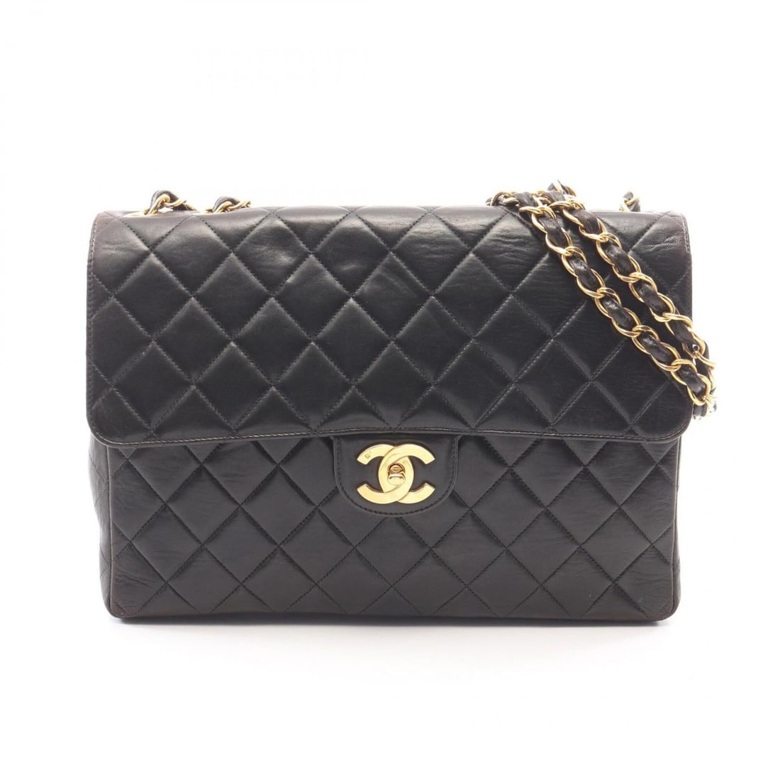 Chanel 30 Large Matelassé Single Flap Shoulder Bag/Handbag, Lambskin Leather, Women's, Black (1 of 12)