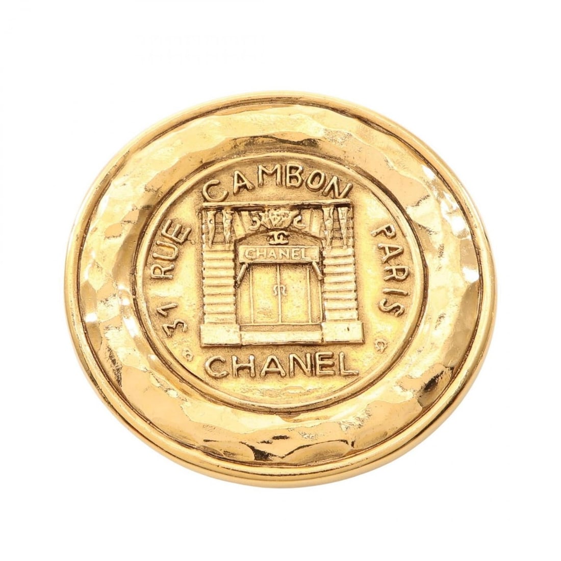 Chanel Cambon Circle Brooch, Gold Plated (GP), Women's, Tone: --- Catalog ---Category: SizeSize (HxWxD): 5.3cm x 5.3cm / 2.08'' x 2.08''Category: DesignType: BroochColor: GoldFinish: Gold platedGender: WomenCategory: GeneralLine: CambonBrand: Chanel--- Item List