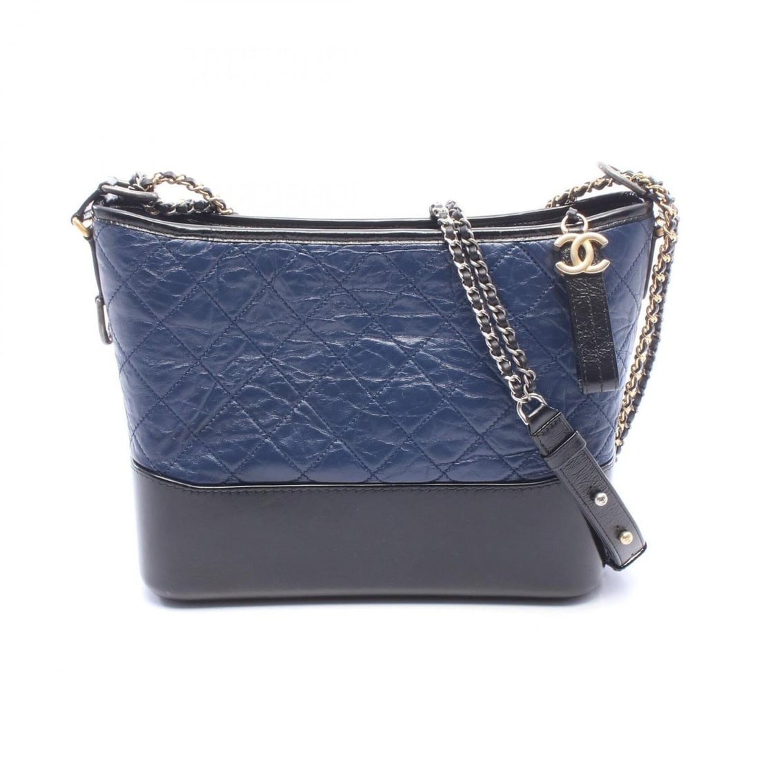 Chanel Gabrielle de Large Hobo Shoulder Bag/Handbag, Calfskin Leather, Women's, Navy/Black: --- Catalog ---Category: SizeSize (HxWxD): 21.5cm x 27cm x 9.5cm / 8.46'' x 10.62'' x 3.74''Category: DesignType: Handbag, Shoulder bagColor: Black, NavyGender: WomenMaterial: Leather Leather/Fur Type