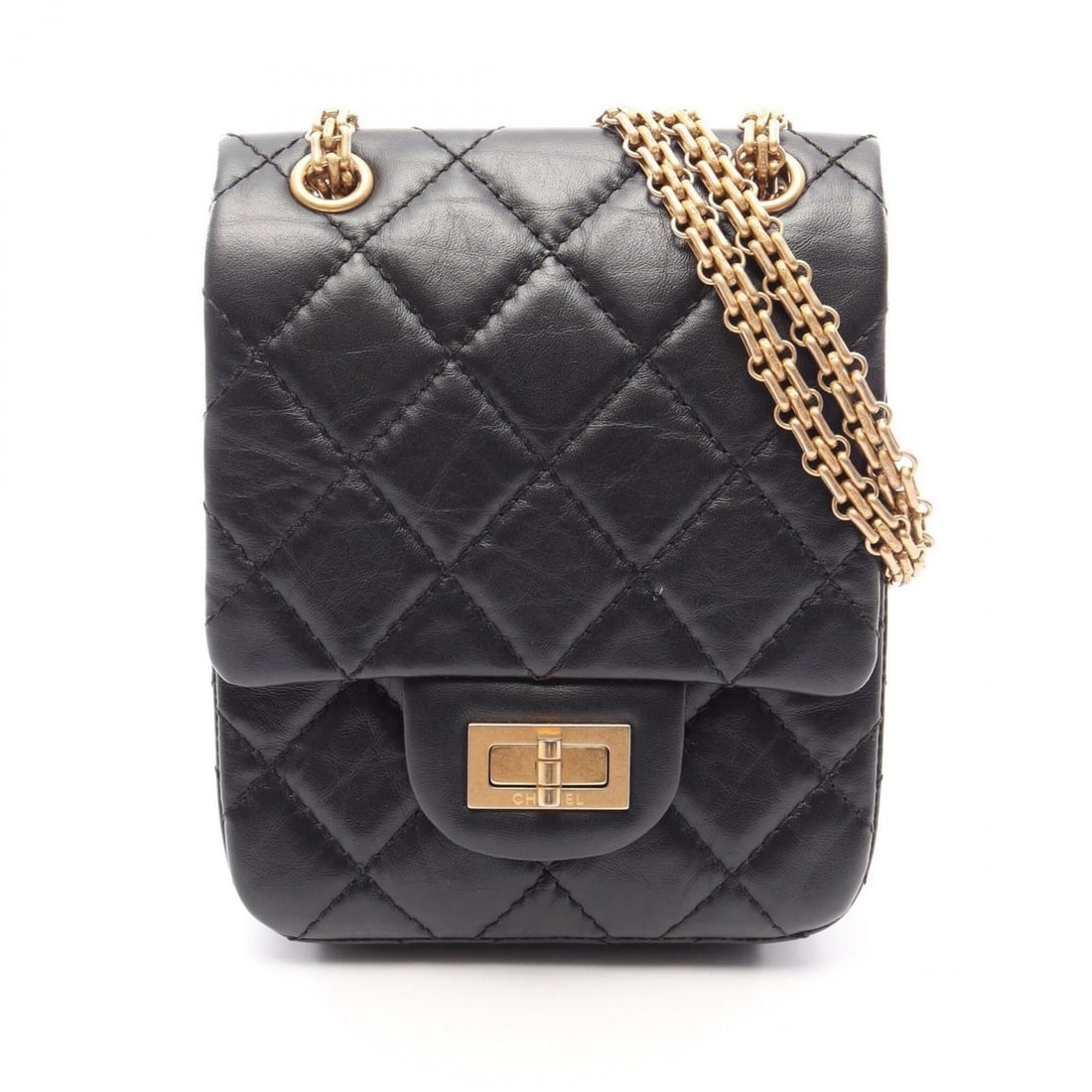 Chanel 2.55 Matelassé Shoulder Bag/Handbag, Calfskin Leather, Women's, Black (AS1961) (1 of 8)