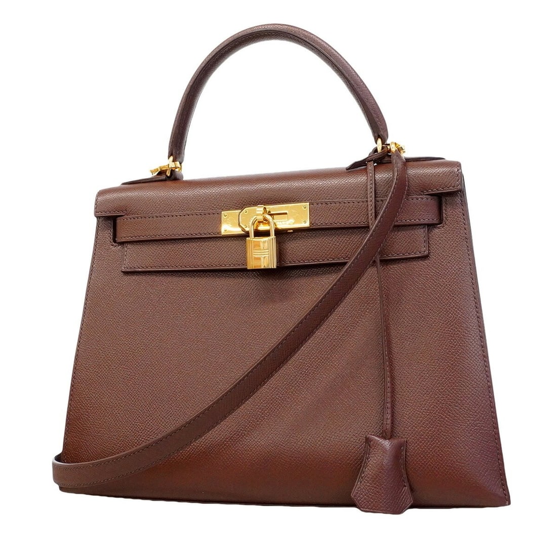 Hermes Kelly 28 handbag, Courchevel leather, Terre, ?C stamp, 2-way bag for women.: --- Catalog ---Category: SizeSize (HxWxD): 23cm x 29cm x 11.5cm / 9.05'' x 11.41'' x 4.52''Category: DesignType: HandbagColor: BrownGender: WomenMaterial: Courchevel leather Hardware Color: GoldCatego