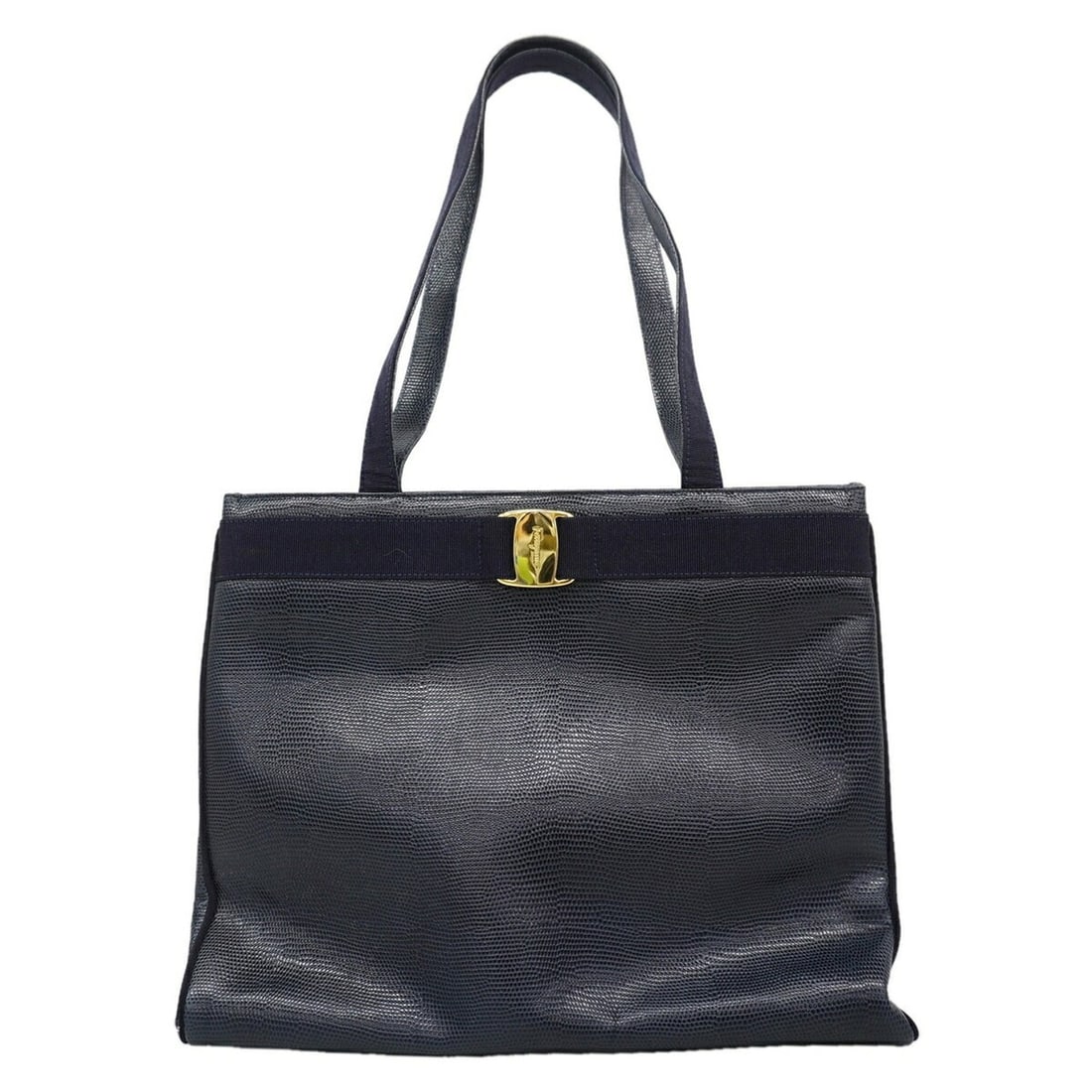 Salvatore Ferragamo Vara Leather Tote Bag, Navy, Women's: --- Catalog ---Category: SizeSize (HxWxD): 29cm x 34.5cm x 13cm / 11.41'' x 13.58'' x 5.11''Category: DesignType: Tote bagColor: NavyGender: WomenMaterial: Leather Hardware Color: GoldCategory: Genera