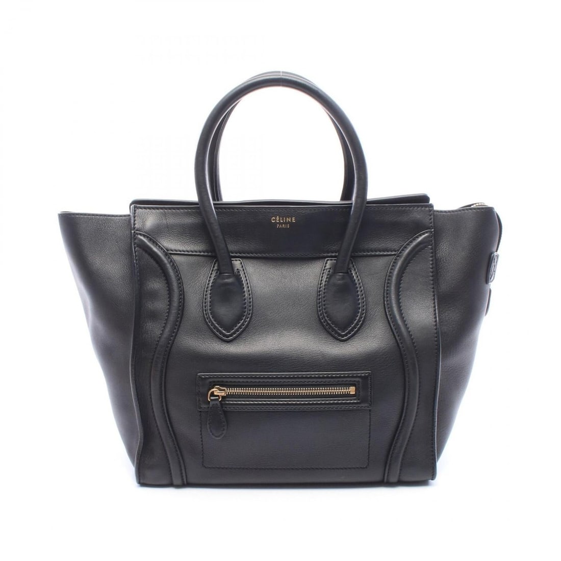 Celine Luggage Mini Shopper Handbag, Leather, Women's, Black, 165213: --- Catalog ---Category: SizeSize (HxWxD): 31cm x 30cm x 17cm / 12.2'' x 11.81'' x 6.69''Category: DesignType: HandbagColor: BlackGender: WomenMaterial: Leather Category: GeneralMPN: 165213Brand: Celi