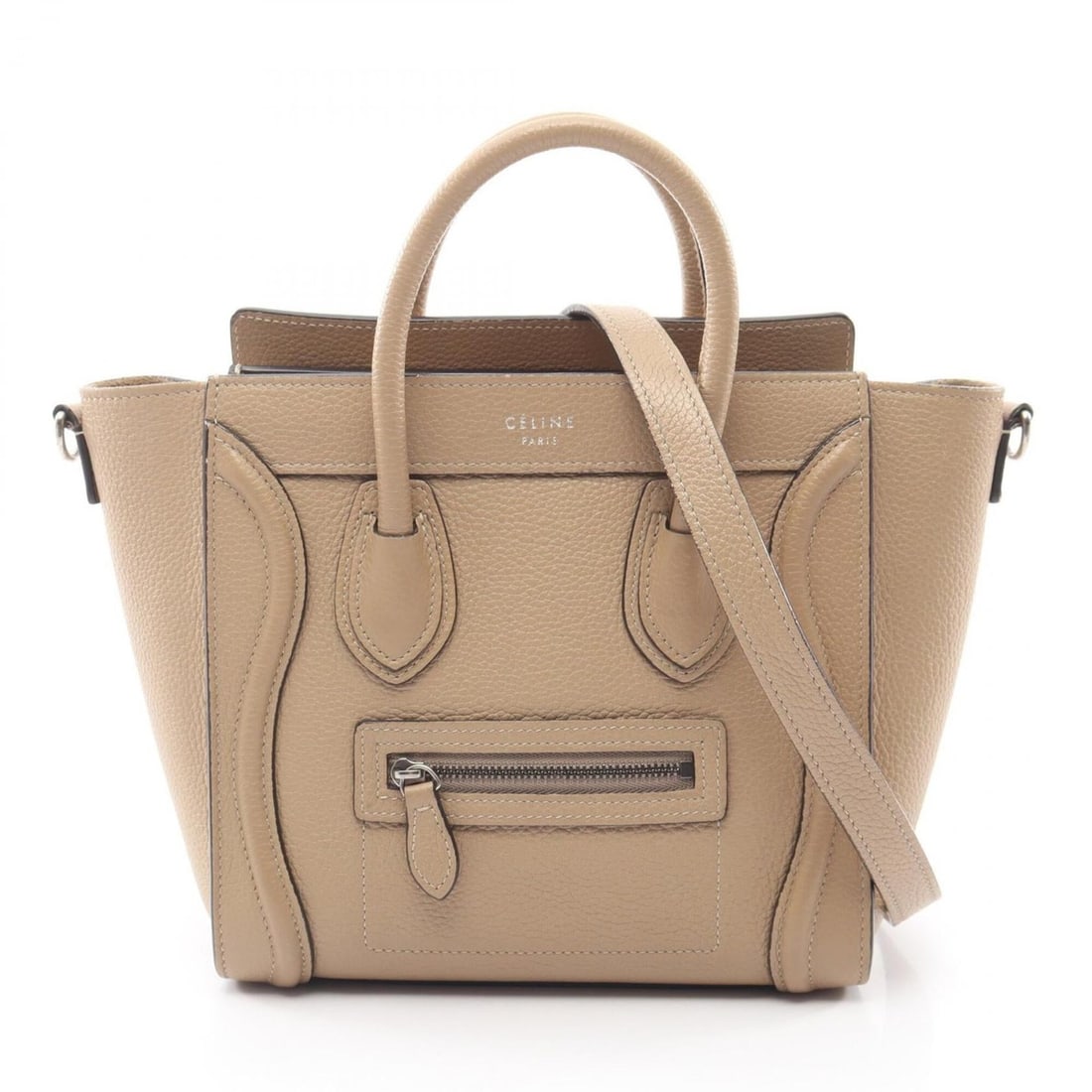 Celine Luggage Nano Shopper 2-Way Handbag, Leather, Women's, Beige: --- Catalog ---Category: SizeSize (HxWxD): 20cm x 20cm x 9cm / 7.87'' x 7.87'' x 3.54''Category: DesignType: HandbagColor: BeigeGender: WomenMaterial: Leather Category: GeneralBrand: Celine--- Item Li