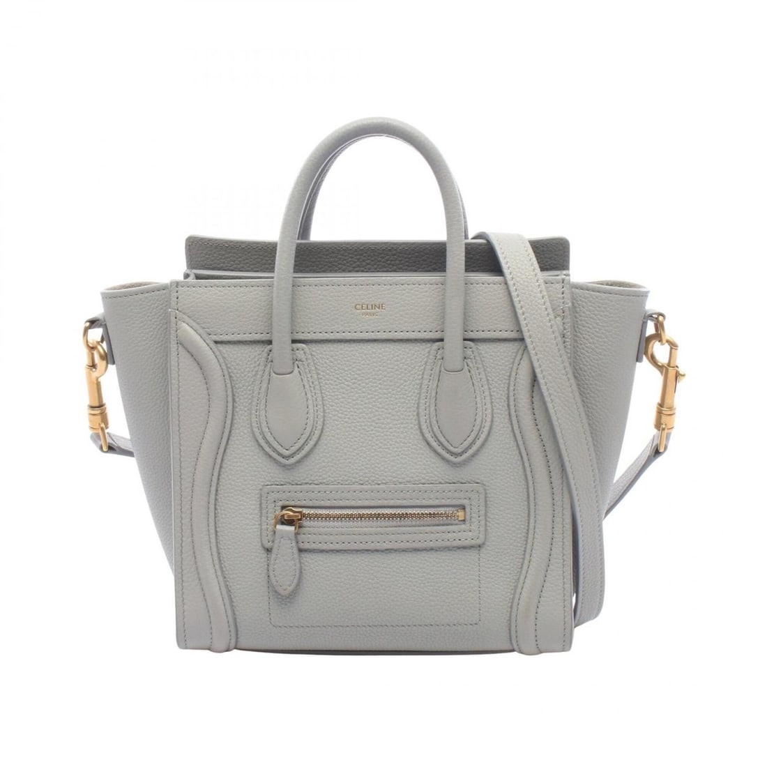 Celine Luggage Nano Shopper 2-Way Handbag, Leather, Women's, Gray: --- Catalog ---Category: SizeSize (HxWxD): 20cm x 20cm x 9cm / 7.87'' x 7.87'' x 3.54''Category: DesignType: HandbagColor: GrayGender: WomenMaterial: Leather Category: GeneralBrand: Celine--- Item Lis