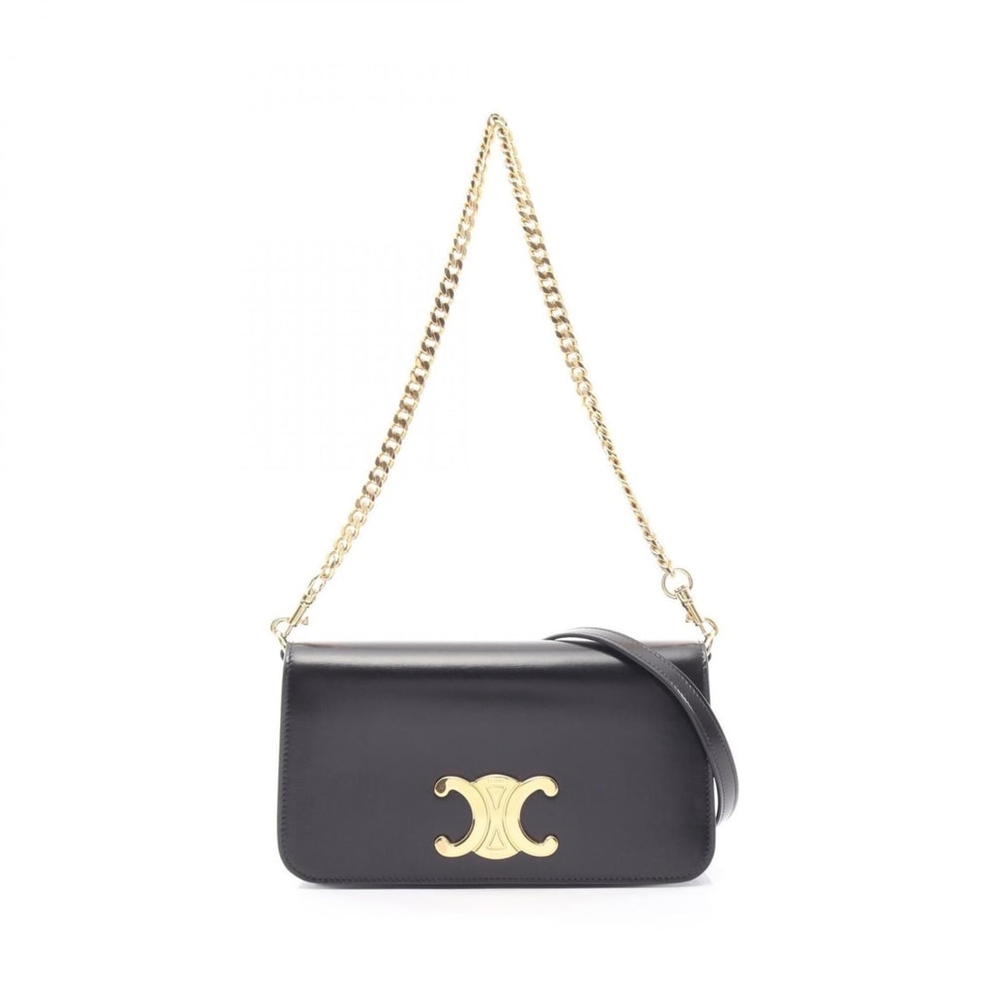 Celine Triomphe Multi Pochette 2-Way Handbag, Leather, Women's, Black, 10L973GCH.38NO: --- Catalog ---Category: SizeSize (HxWxD): 11.5cm x 20.5cm x 2.5cm / 4.52'' x 8.07'' x 0.98''Category: DesignType: Handbag, PochetteColor: BlackGender: WomenMaterial: Leather Category: GeneralMPN: 10L