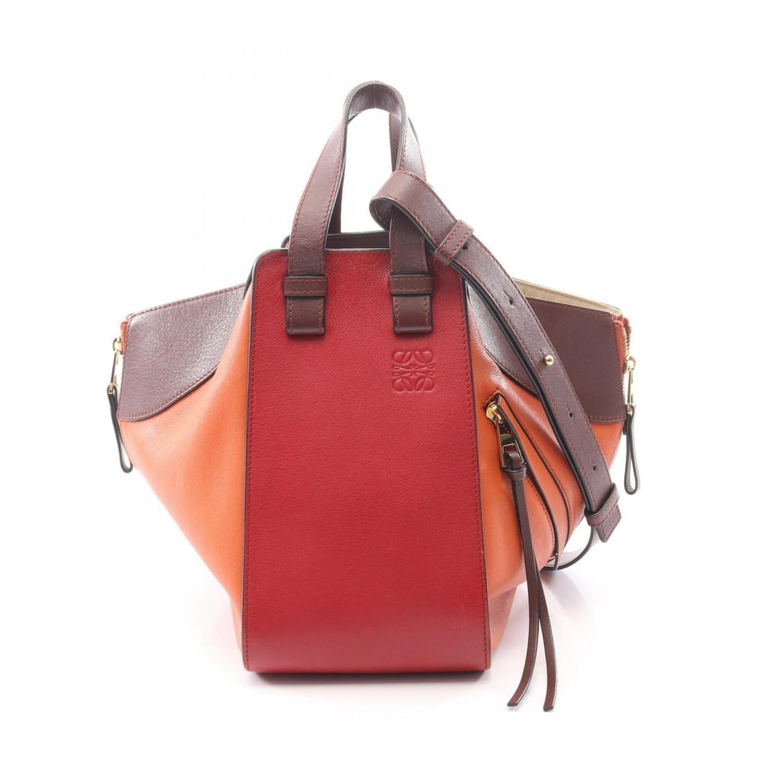 Loewe Hammock Bag Small 2-Way Handbag Leather Women's Orange Brown Red: --- Catalog ---Category: SizeSize (HxWxD): 25cm x 14cm x 25cm / 9.84'' x 5.51'' x 9.84''Category: DesignType: HandbagColor: Brown, Orange, Red colorGender: WomenMaterial: Leather Category: GeneralBran