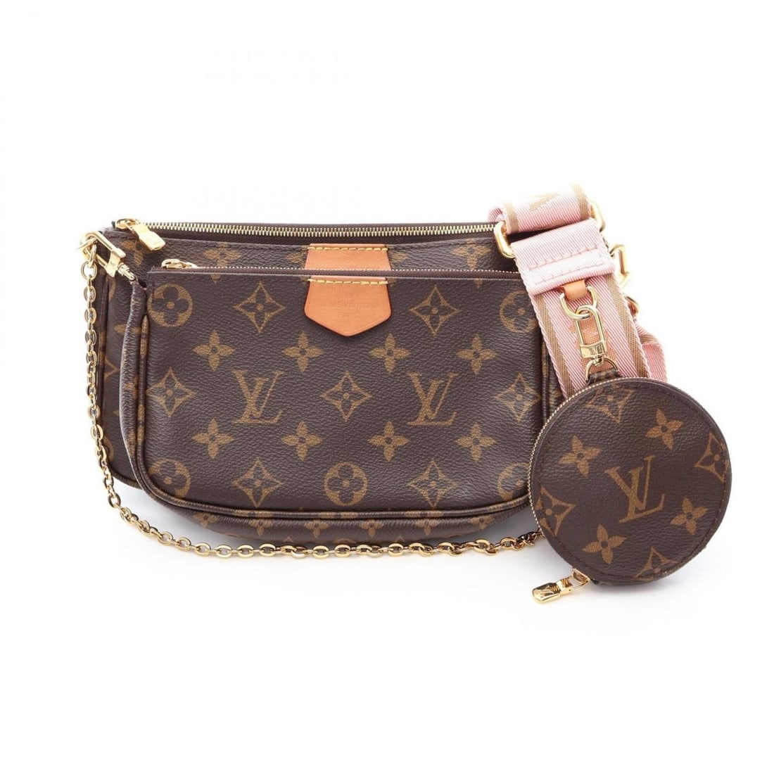 Louis Vuitton Multi Pochette Accessoires Monogram Rose Clair Shoulder Bag Handbag Coated Canvas: --- Catalog ---Category: SizeSize (HxWxD): 12.5cm x 23.5cm x 4cm / 4.92'' x 9.25'' x 1.57''Category: DesignType: Handbag, Pochette, Shoulder bagColor: Brown, PinkGender: WomenMaterial: PVC , Leather C