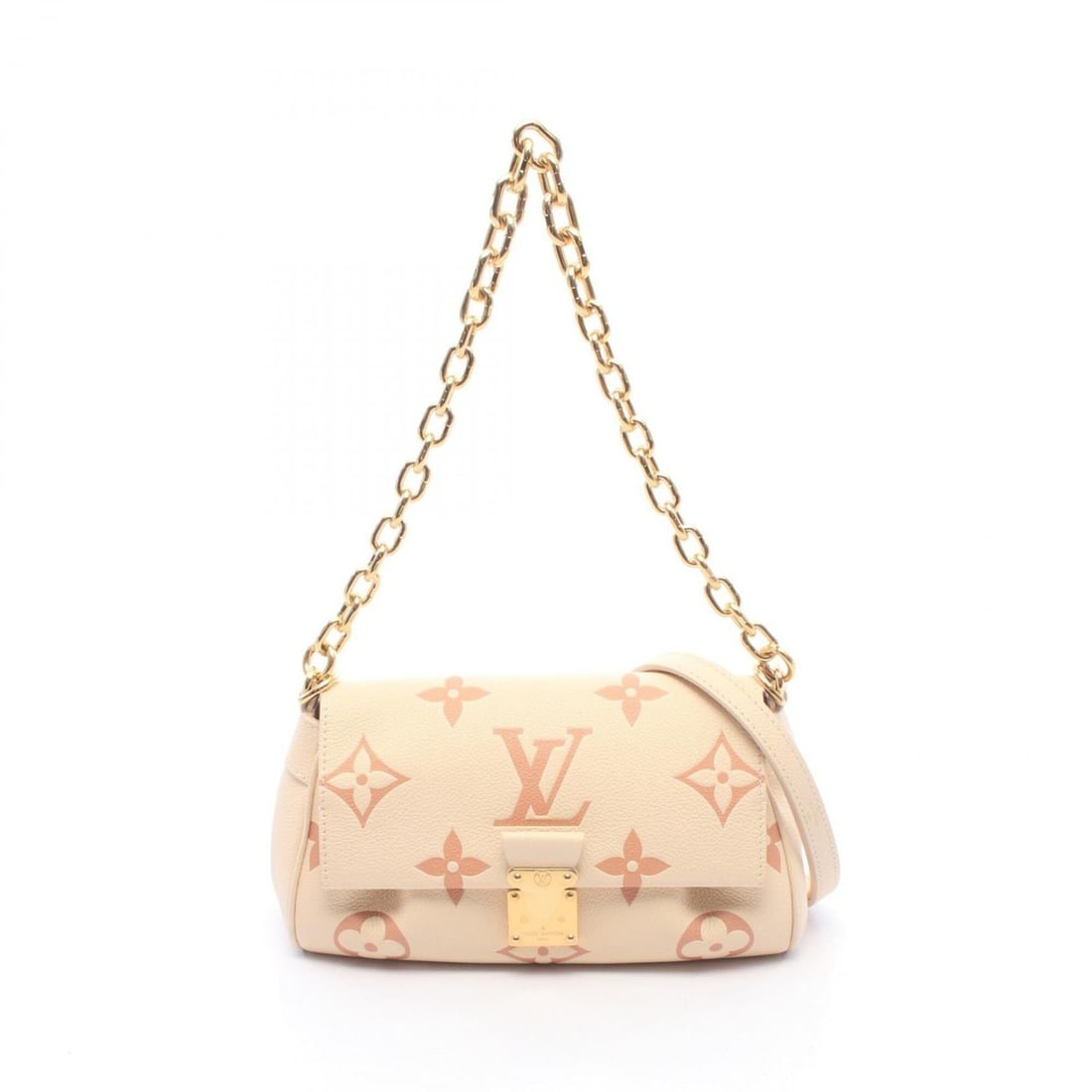 Louis Vuitton Favorite NM Bicolor Monogram Empreinte Crème Rose Trianon 2-Way Handbag Leather: --- Catalog ---Category: SizeSize (HxWxD): 14.5cm x 25cm x 9.5cm / 5.7'' x 9.84'' x 3.74''Category: DesignType: HandbagColor: Beige, PinkGender: WomenMaterial: Leather Category: GeneralBrand: Louis Vu