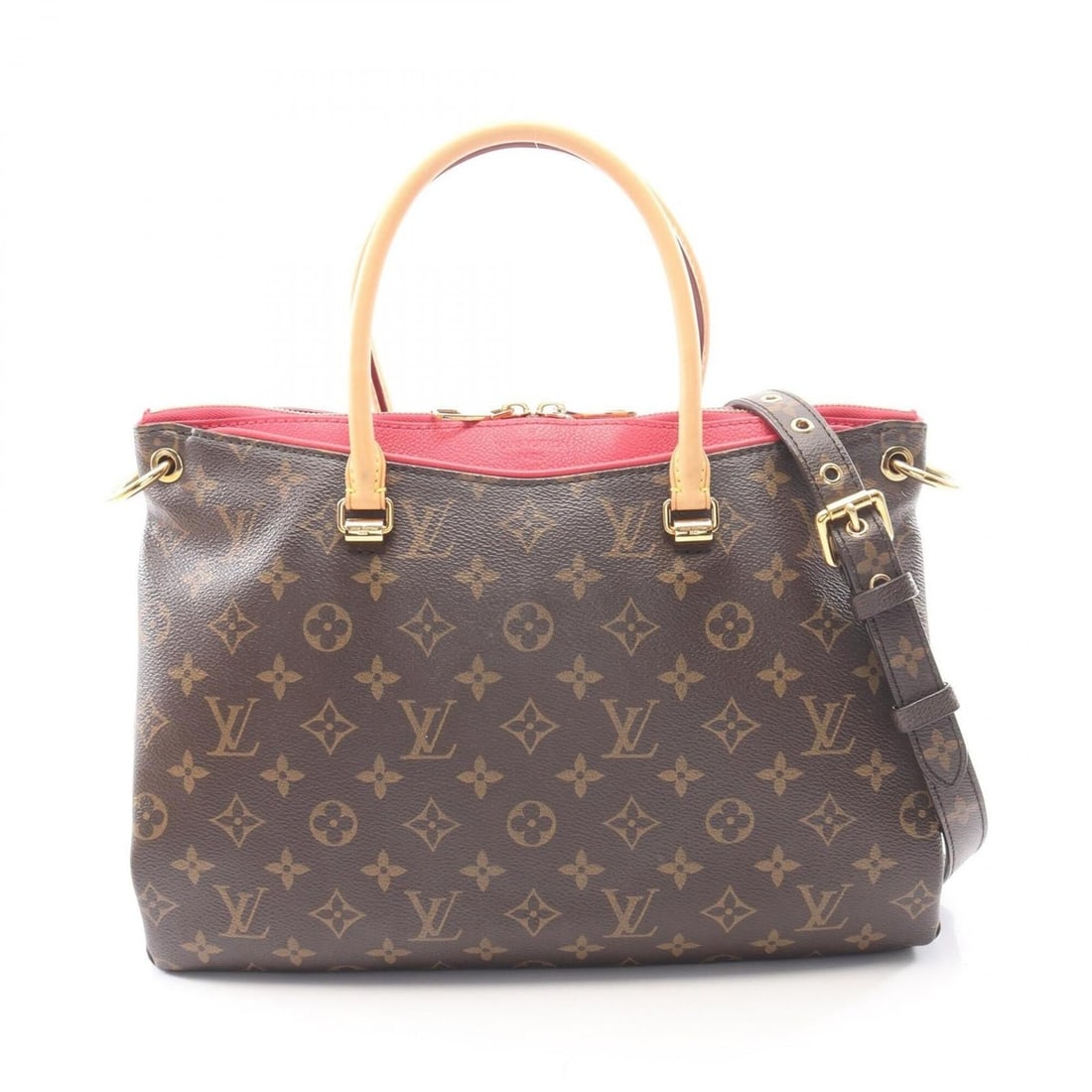 Louis Vuitton Pallas Monogram 2-Way Handbag, Coated Canvas Leather, Women's, Brown, M41147: --- Catalog ---Category: SizeSize (HxWxD): 4cm x 34cm x 13cm / 1.57'' x 13.38'' x 5.11''Category: DesignType: HandbagColor: BrownGender: WomenMaterial: PVC , Coated canvas , Leather Category: GeneralB
