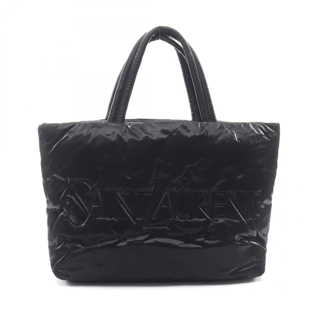 Yves Saint Laurent Saint Laurent Paris Wide Puffer Tote Bag Handbag, Nylon, Men's, Black, 756269