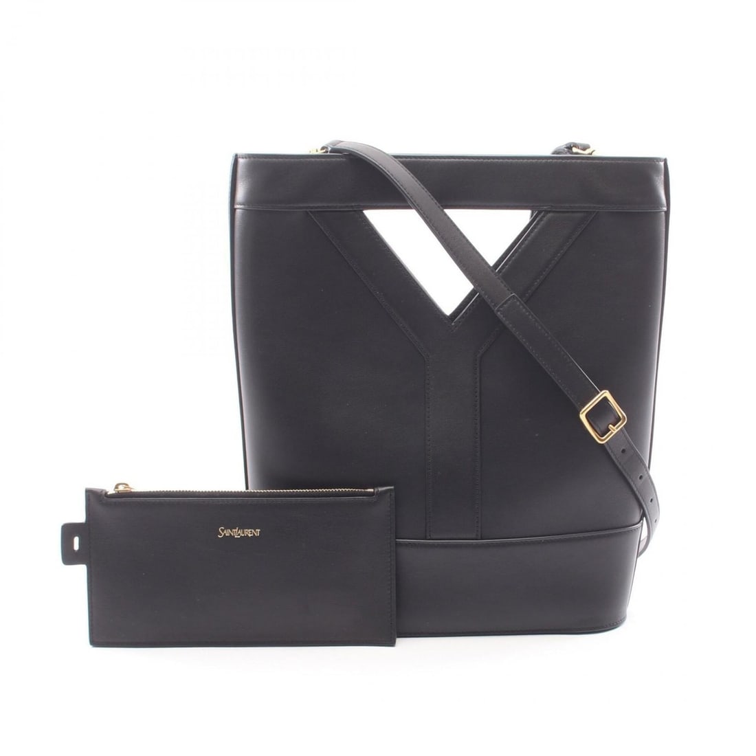 Yves Saint Laurent Saint Laurent Paris Y Bucket Small 2-Way Handbag, Leather, Women's, Black
