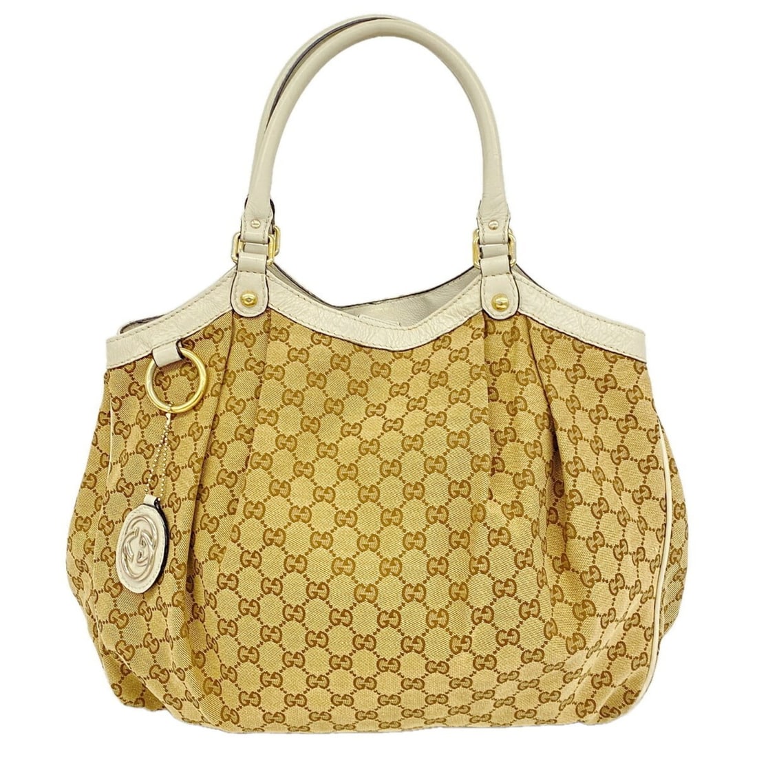 Gucci GG Canvas Sukey Tote Bag 211943 Beige Women's OP015444: --- Catalog ---Category: SizeSize (HxWxD): 38cm x 39cm x 13cm / 14.96'' x 15.35'' x 5.11''Category: DesignType: Tote bagColor: BeigeGender: WomenMaterial: Canvas Hardware Color: GoldCategory: GeneralM