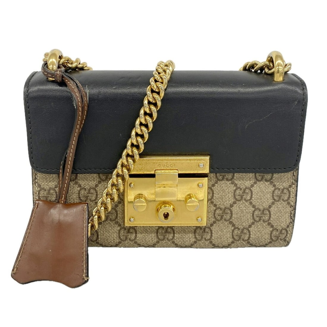 Gucci GG Supreme Shoulder Bag 409487 Black Brown Women's OP015441: --- Catalog ---Category: SizeSize (HxWxD): 13.5cm x 20cm x 6.5cm / 5.31'' x 7.87'' x 2.55''Category: DesignType: Shoulder bagColor: Black, BrownGender: WomenMaterial: PVC Hardware Color: GoldCategory: