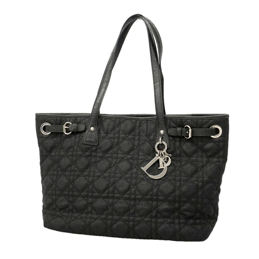 Christian Dior Cannage Pana Leather Tote Bag, Black, Women's OP015298: --- Catalog ---Category: SizeSize (HxWxD): 25cm x 31cm x 15cm / 9.84'' x 12.2'' x 5.9''Category: DesignType: Tote bagColor: BlackGender: WomenMaterial: Leather Hardware Color: SilverCategory: GeneralB