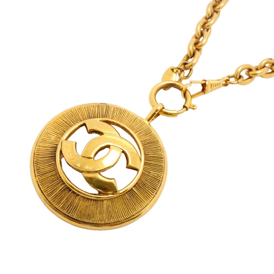 Chanel Necklace, Coco Mark Circle, GP Plated Gold, Women's: --- Catalog ---Category: SizePendant Size: 63.7mm x 53.5mm / 2.5'' x 2.1''Neck Circumference: 84 cm / 33.07''Category: DesignColor: GoldGender: WomenMaterial: Gold platingNecklace Type: NecklaceCatego
