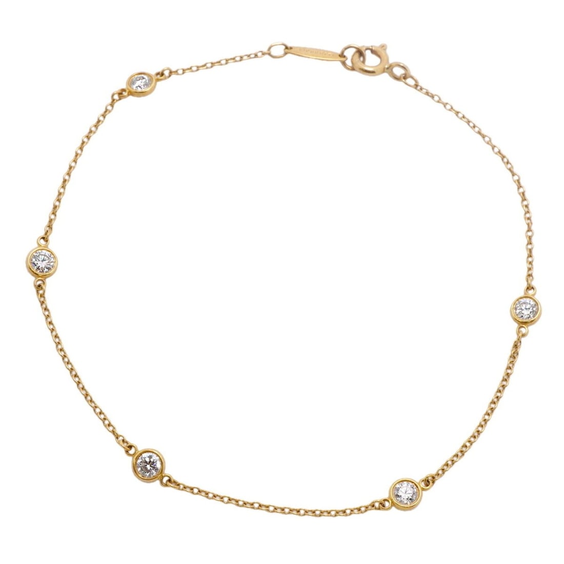 Tiffany & Co. By the Yard Bracelet, 5PD (5 Diamonds), 18K Yellow Gold, Ladies': --- Catalog ---Category: SizeLength: 19cm / 7.48''Category: DesignType: Charm braceletStone: DiamondGender: WomenMaterial: Yellow gold (18K)Category: GeneralBrand: Tiffany--- Item List ---Section: Con