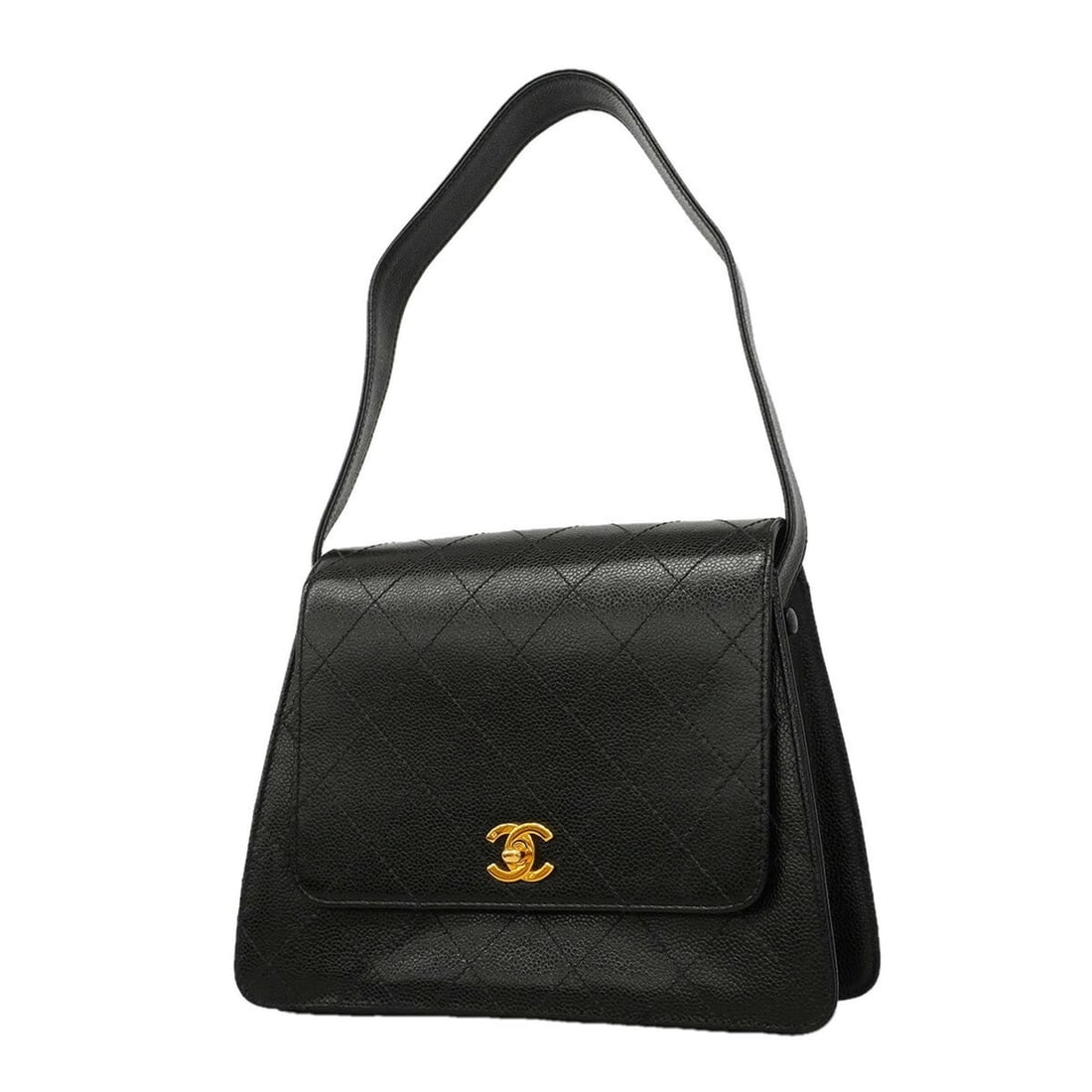 Chanel Matelassé Shoulder Bag, Caviar Leather, Black, Women's, P3443082 (1 of 10)