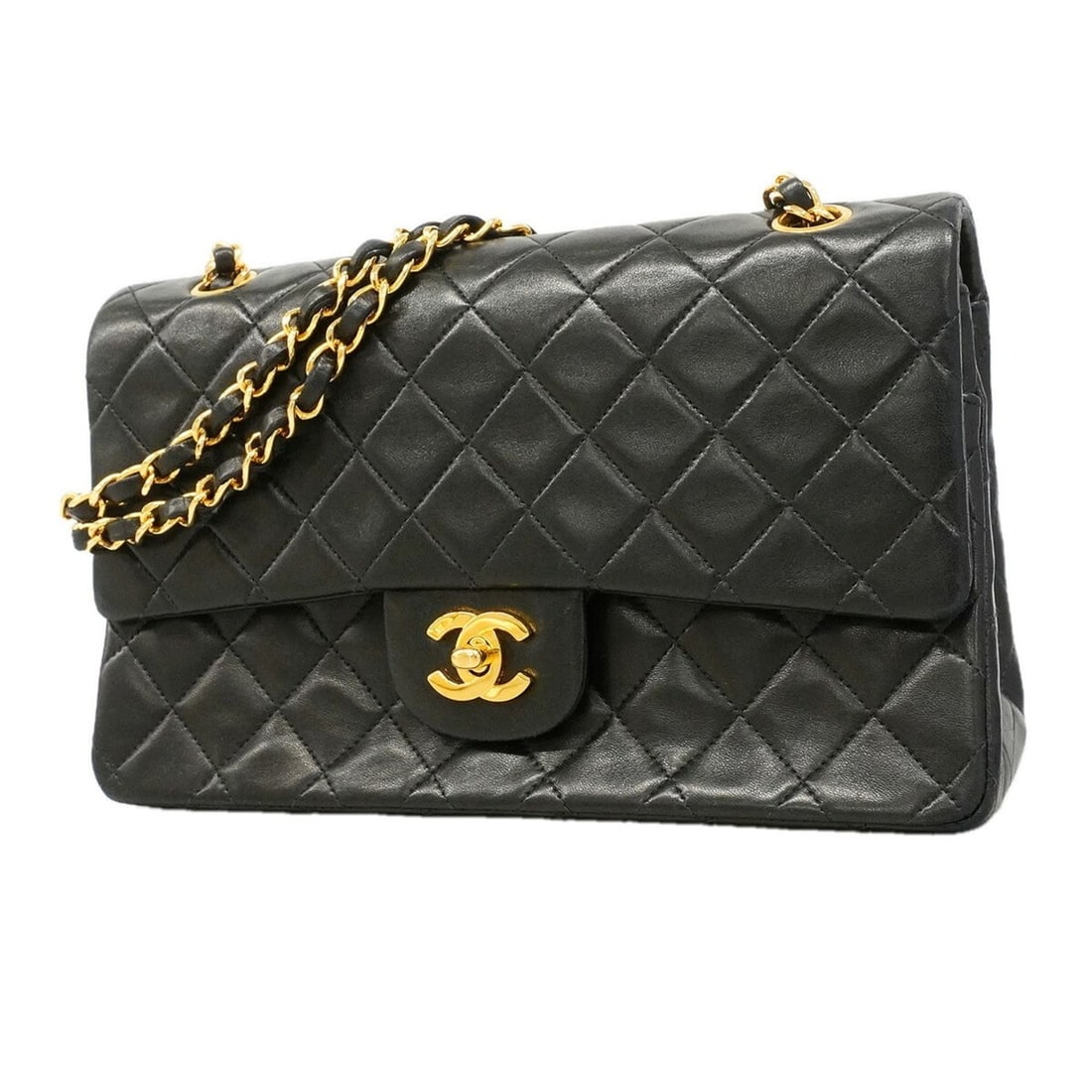 Chanel Matelassé Shoulder Bag, Double Flap, Chain, Lambskin, Black, Women's, P3443075: --- Catalog ---Category: SizeSize (HxWxD): 16cm x 25.5cm x 7cm / 6.29'' x 10.03'' x 2.75''Category: DesignType: Shoulder bagColor: BlackGender: WomenMaterial: Leather Hardware Color: GoldLeather/Fur T