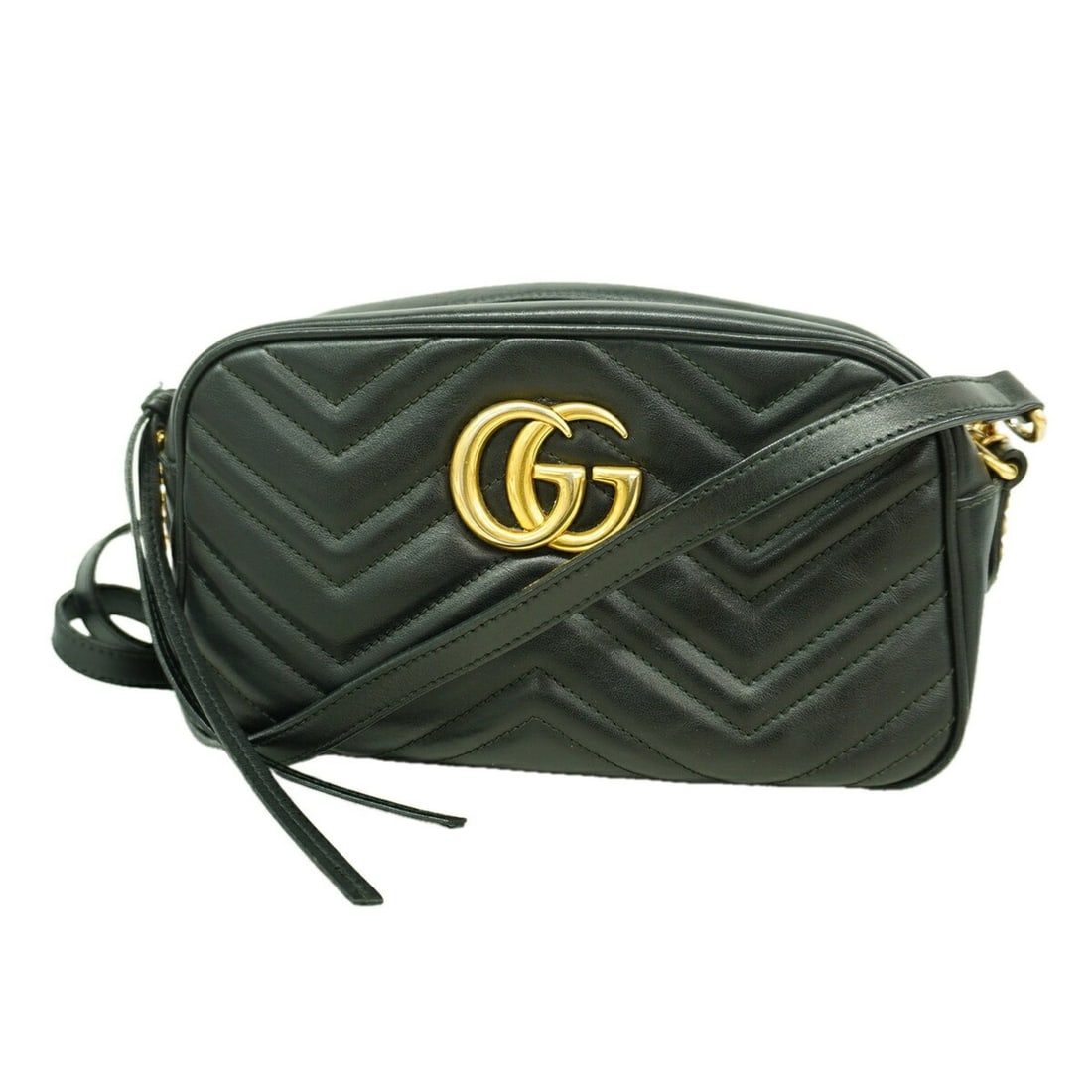 Gucci GG Marmont Shoulder Bag 447632 Leather Black Women's OP016127 (1 of 12)