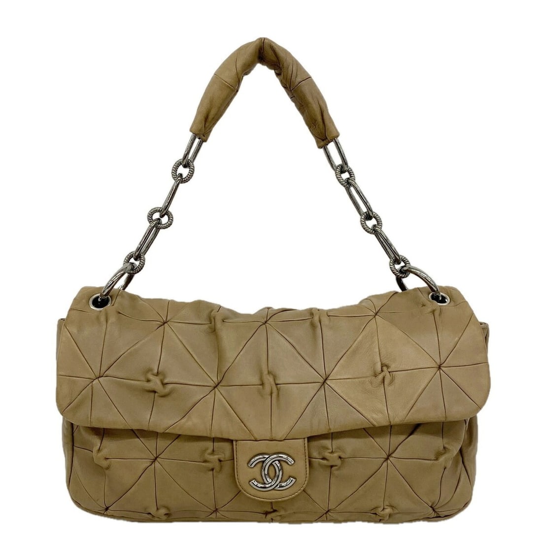 Chanel Shoulder Bag, Chain Shoulder, Accordion Flap, Lambskin, Brown, Women's, OP015651: --- Catalog ---Category: SizeSize (HxWxD): 22cm x 36cm x 8.5cm / 8.66'' x 14.17'' x 3.34''Category: DesignType: Shoulder bagColor: BrownGender: WomenMaterial: Leather Hardware Color: SilverLeather/Fur
