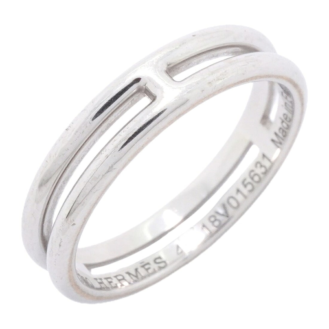 Hermes Ariane Ring, 18K White Gold, Size 46, Women's, P3496990 (1 of 10)