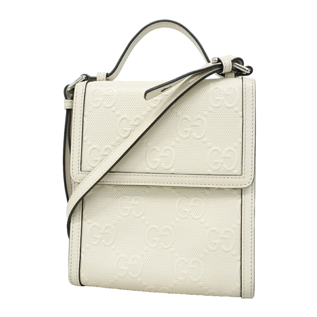 Gucci Shoulder Bag GG Embossed 625782 Leather White Women's P3488700: --- Catalog ---Category: SizeSize (HxWxD): 20cm x 18cm x 2.5cm / 7.87'' x 7.08'' x 0.98''Category: DesignType: Shoulder bagColor: WhiteGender: WomenMaterial: Leather Hardware Color: SilverCategory: