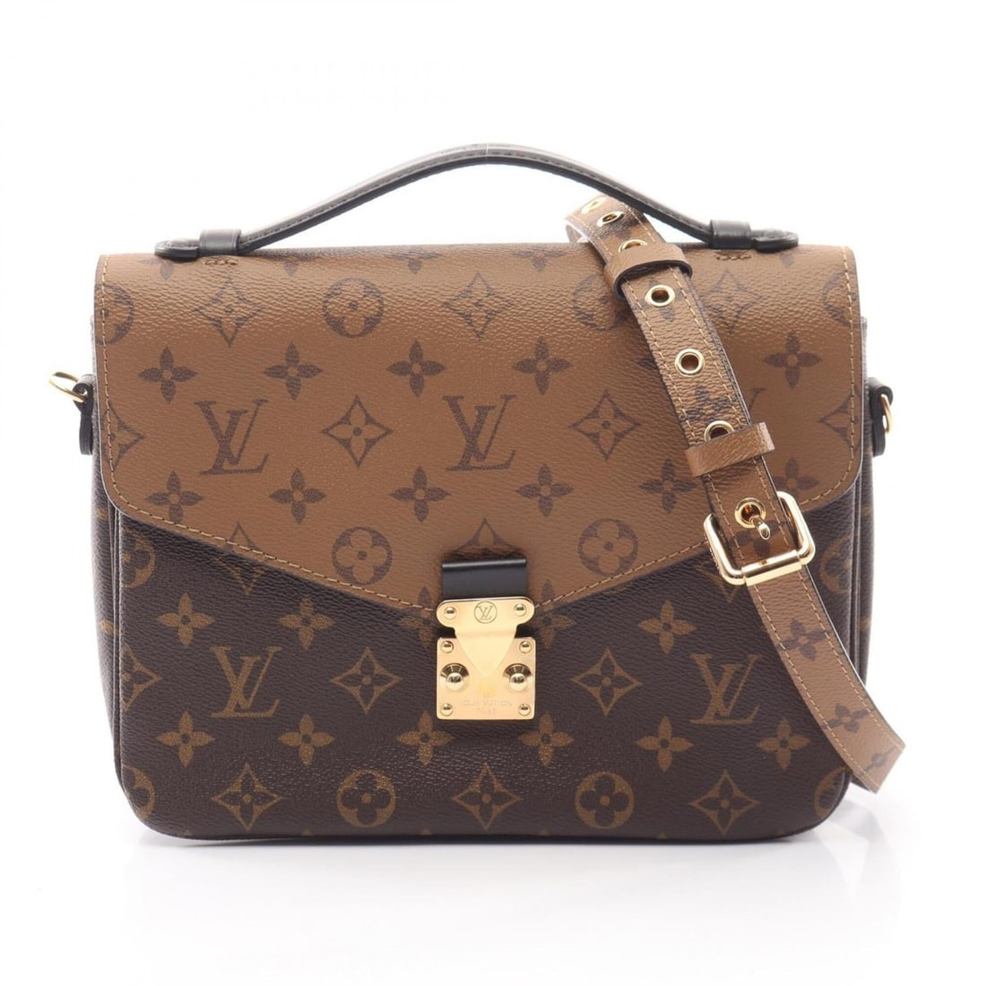 Louis Vuitton Pochette Metis MM 2-Way Handbag, Coated Canvas and Leather, Monogram Reverse Pattern,: --- Catalog ---Category: SizeSize (HxWxD): 18.5cm x 25cm x 5cm / 7.28'' x 9.84'' x 1.96''Category: DesignType: HandbagColor: Black, Brown, Monogram ReverseGender: WomenMaterial: Coated canvas , Leathe