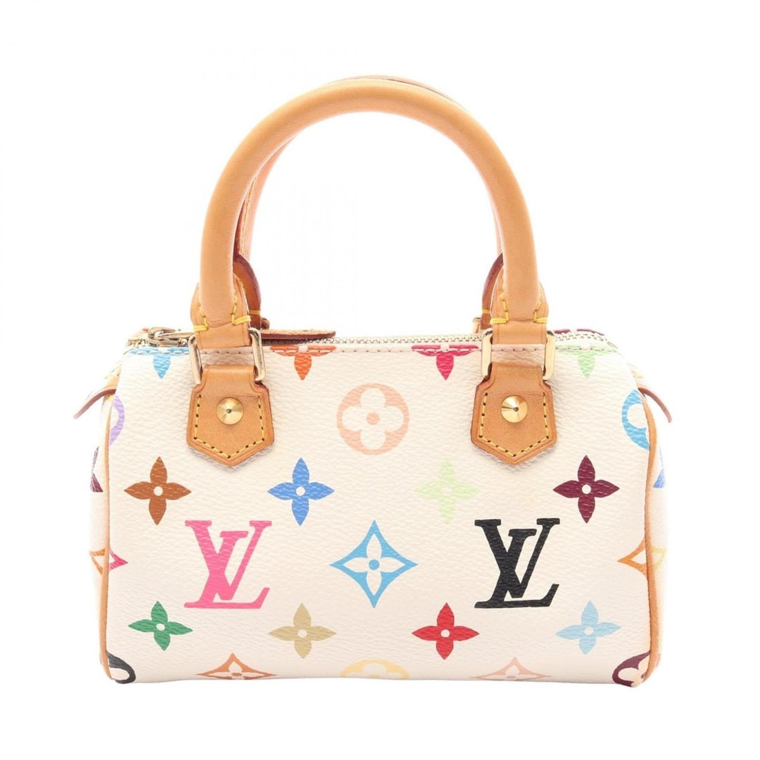 Louis Vuitton Mini Speedy Monogram Multicolor Blanc Handbag, Coated Canvas and Leather, Multicolor, (1 of 11)
