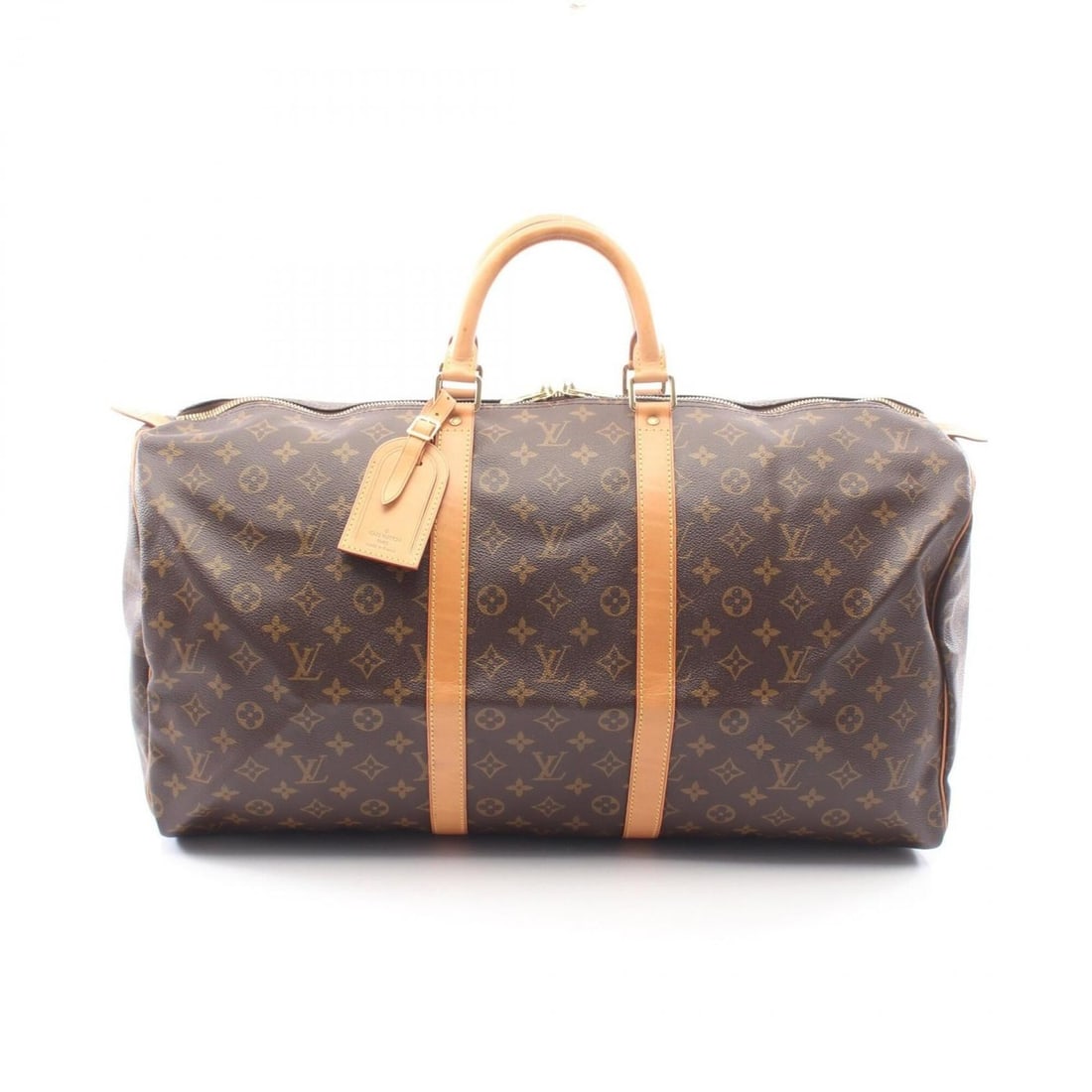 Louis Vuitton Keepall 55 Monogram Boston Bag Handbag, Coated Canvas and Leather, Pattern, Men's: --- Catalog ---Category: SizeSize (HxWxD): 30cm x 56cm x 25cm / 11.81'' x 22.04'' x 9.84''Handle Length: 34cm / 13.38''Category: DesignType: Boston bag, HandbagColor: BrownGender: Men,WomenMaterial: M