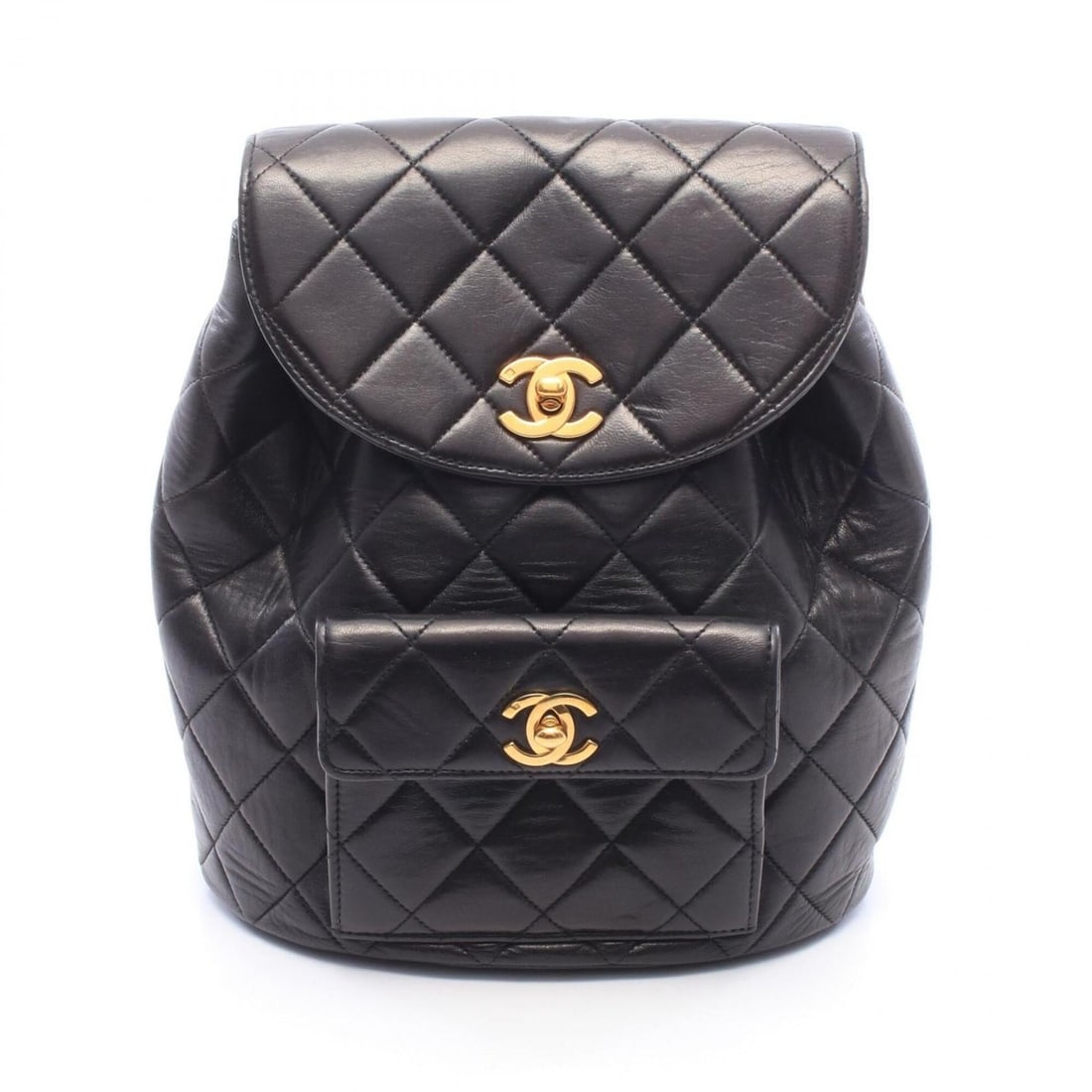 Chanel Matelassé Turnlock Chain Backpack/Handbag, Lambskin Leather, Women's, Black (1 of 7)
